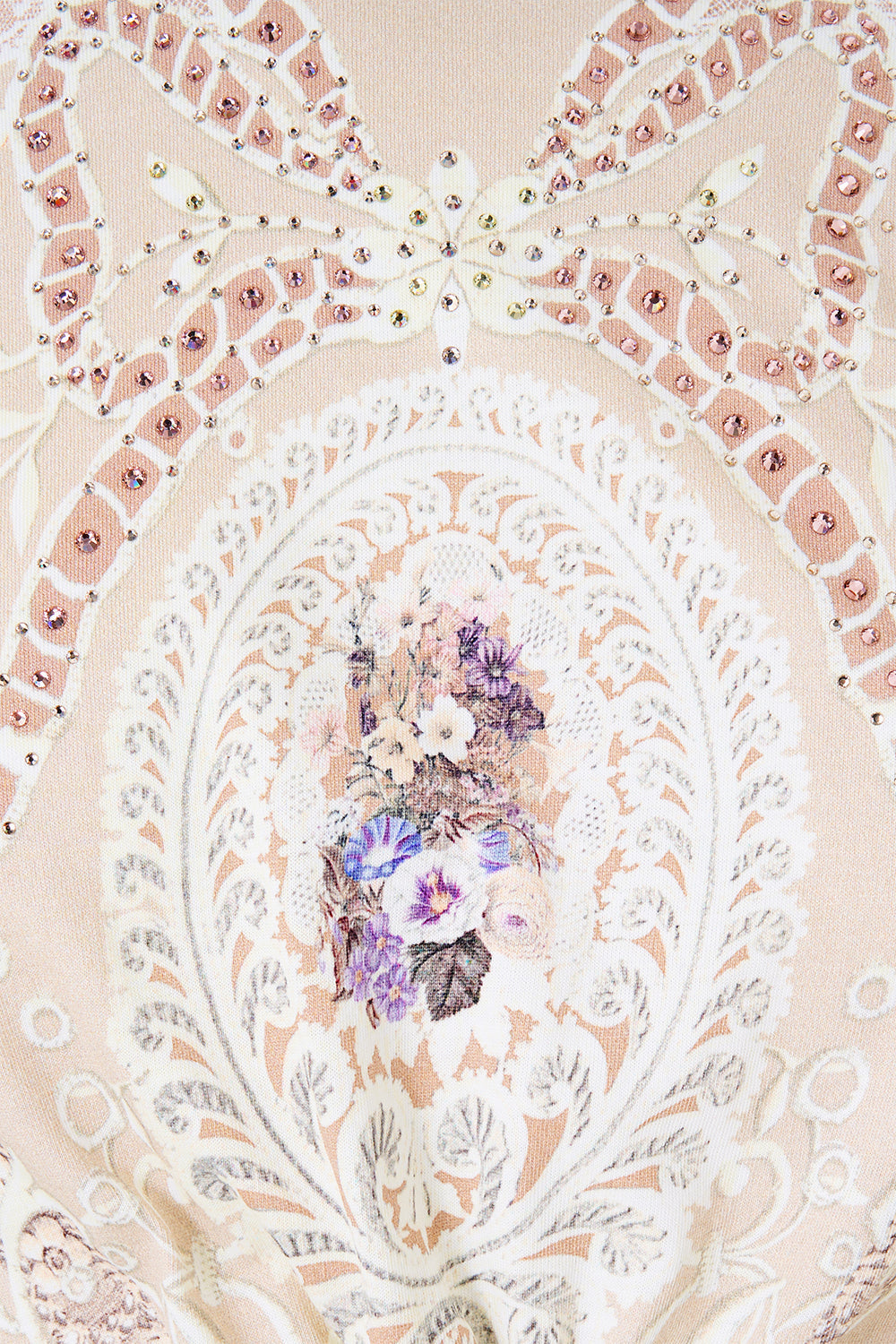 The CAMILLA LACE GATHERED BODICE SLIP DRESS TAURUS RISING in our print.