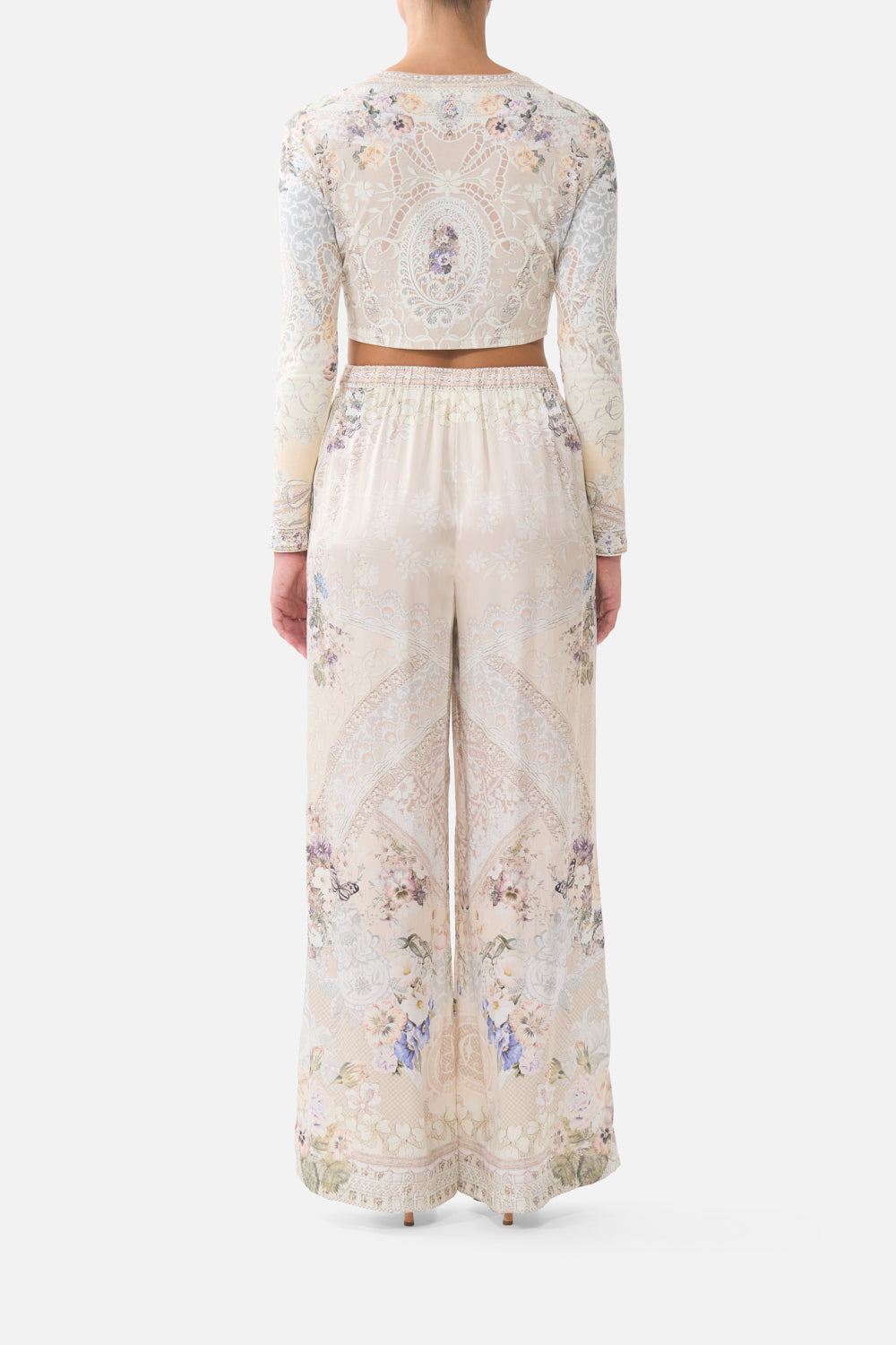 The CAMILLA COLLARED SHIRT WITH PINTUCKS LEOPARD LIBERTINE in our print.