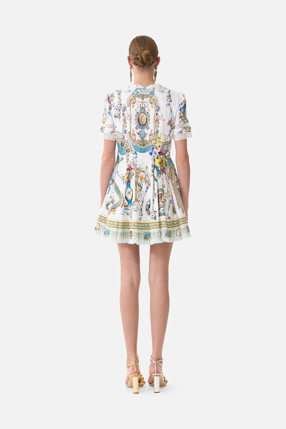 V NECK SHORT DRESS WITH SHORT SLEEVES ART FOR THE ARTISANS