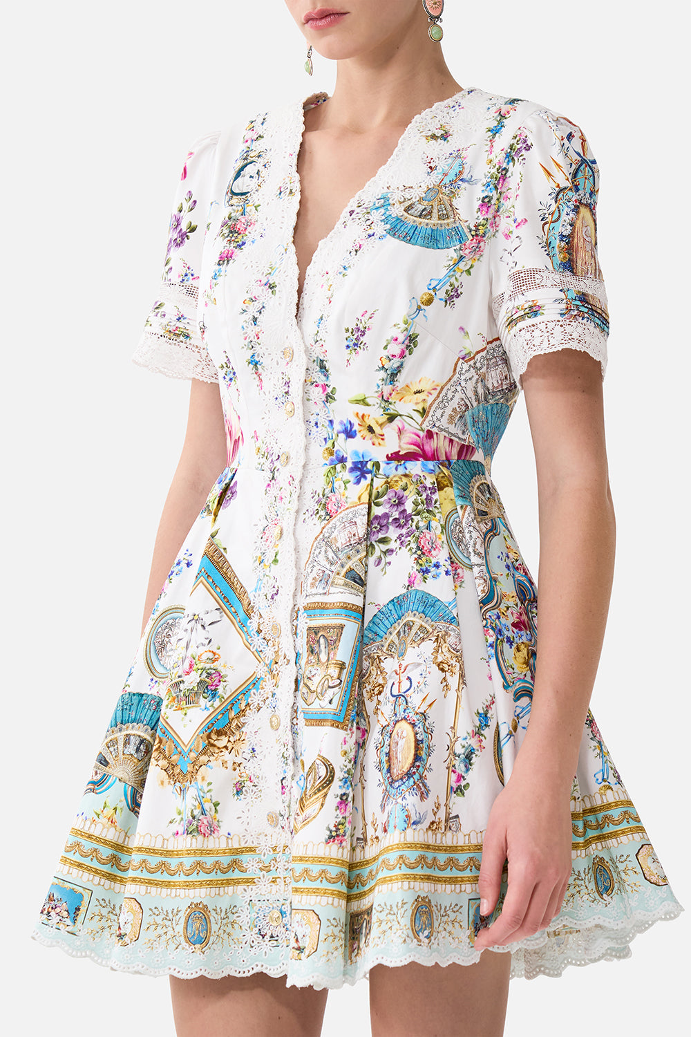 V NECK SHORT DRESS WITH SHORT SLEEVES ART FOR THE ARTISANS