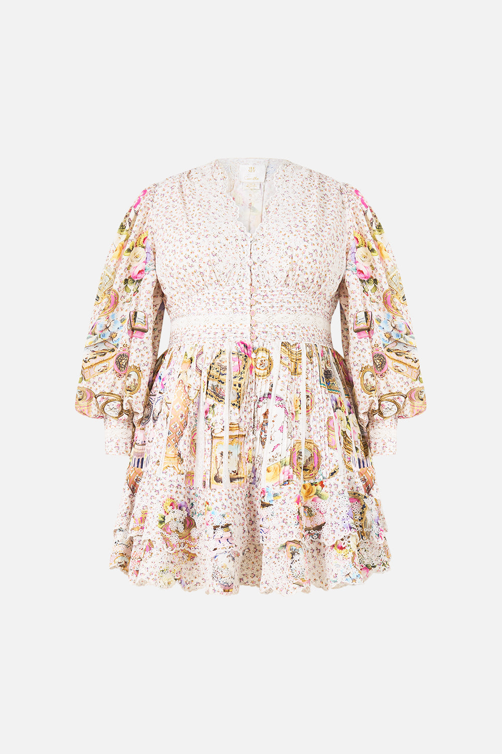 The CAMILLA ROUND NECK KAFTAN VERSES IN VINTAGE in our print.