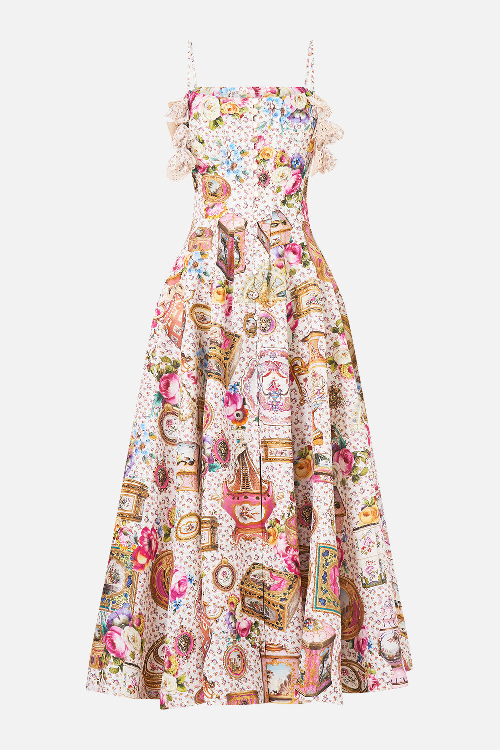 The CAMILLA LARGE CRYSTALLED SILK SQUARE SCARF CHINOISERIE CHILD in our CHINOISERIE CHILD print.