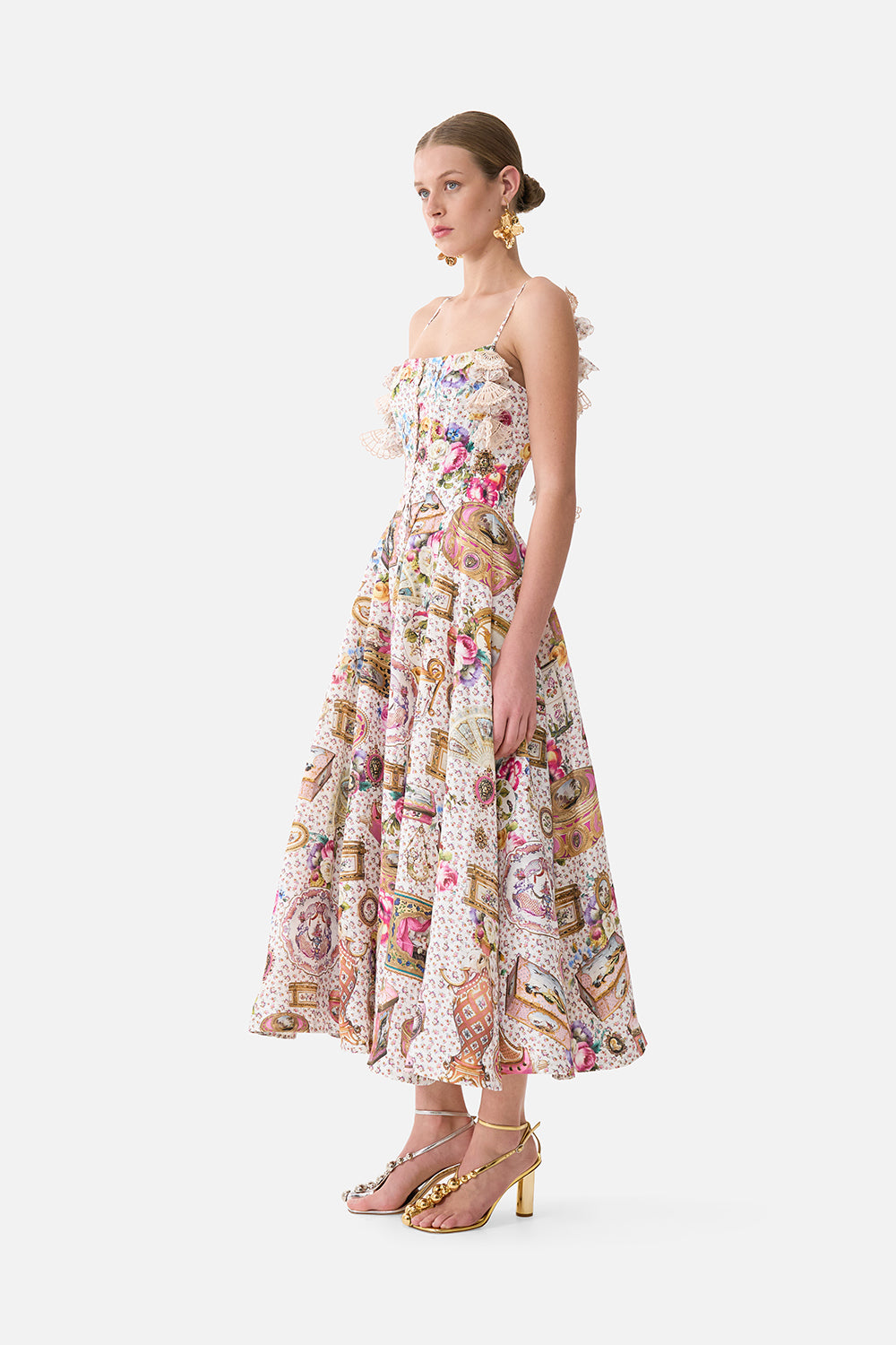 The CAMILLA LARGE CRYSTALLED SILK SQUARE SCARF CHINOISERIE CHILD in our print.