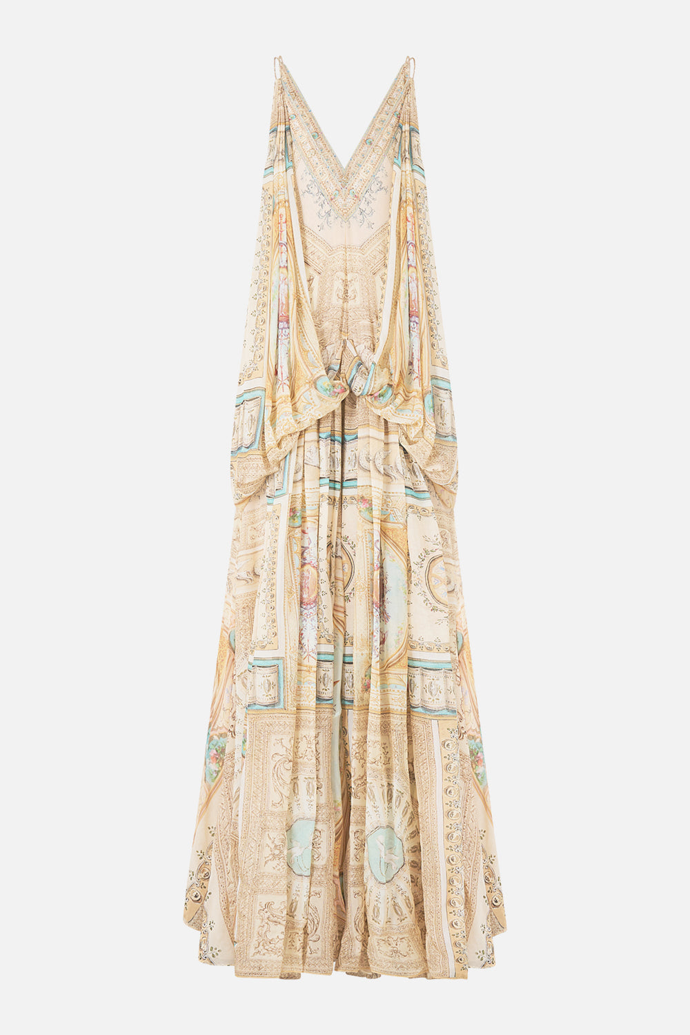 The CAMILLA BIAS SLIP DRESS WITH FRILL HEM SILK ESSENTIALS in our print.