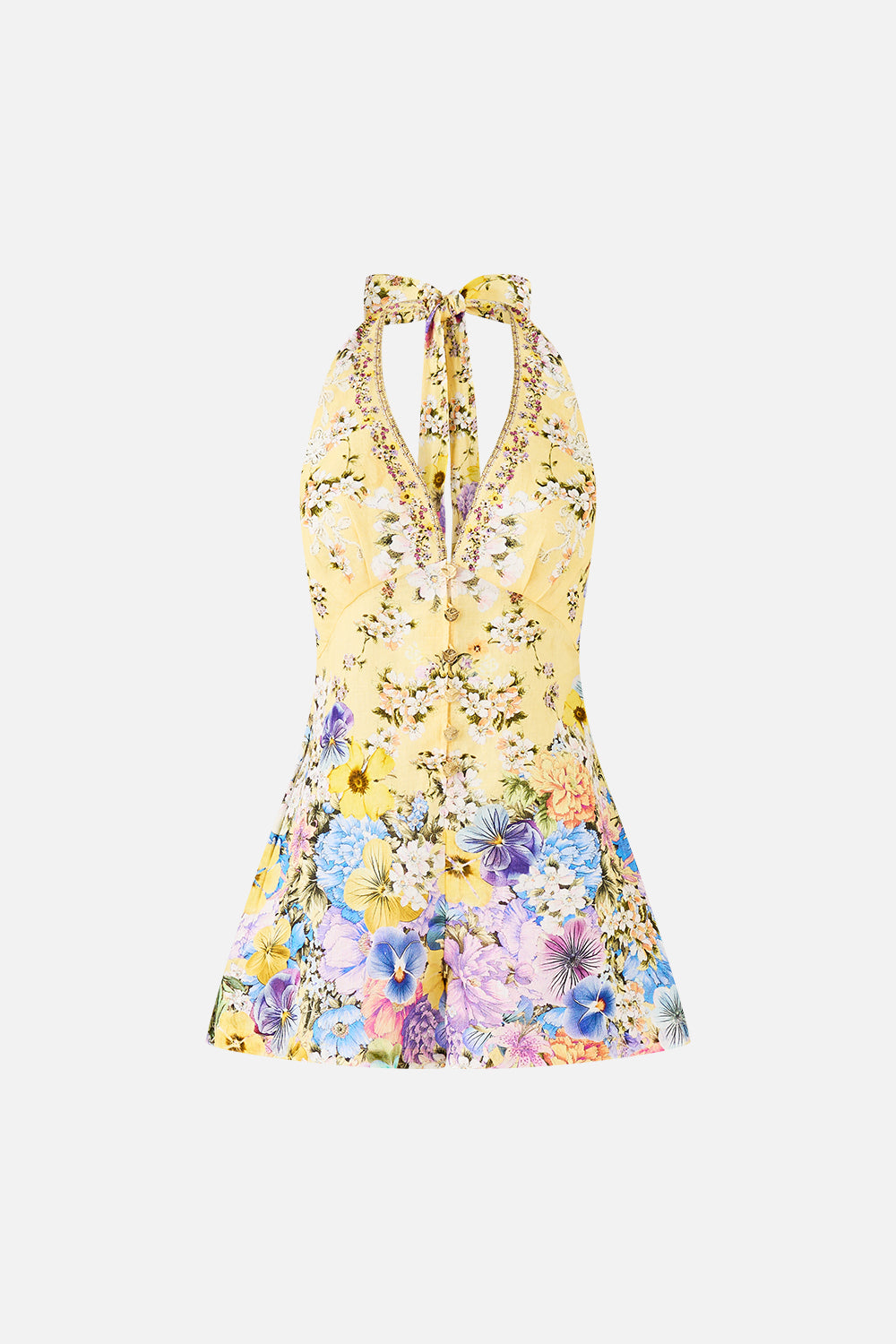 BUTTON FRONT HALTER PLAYSUIT DARLING BUDS