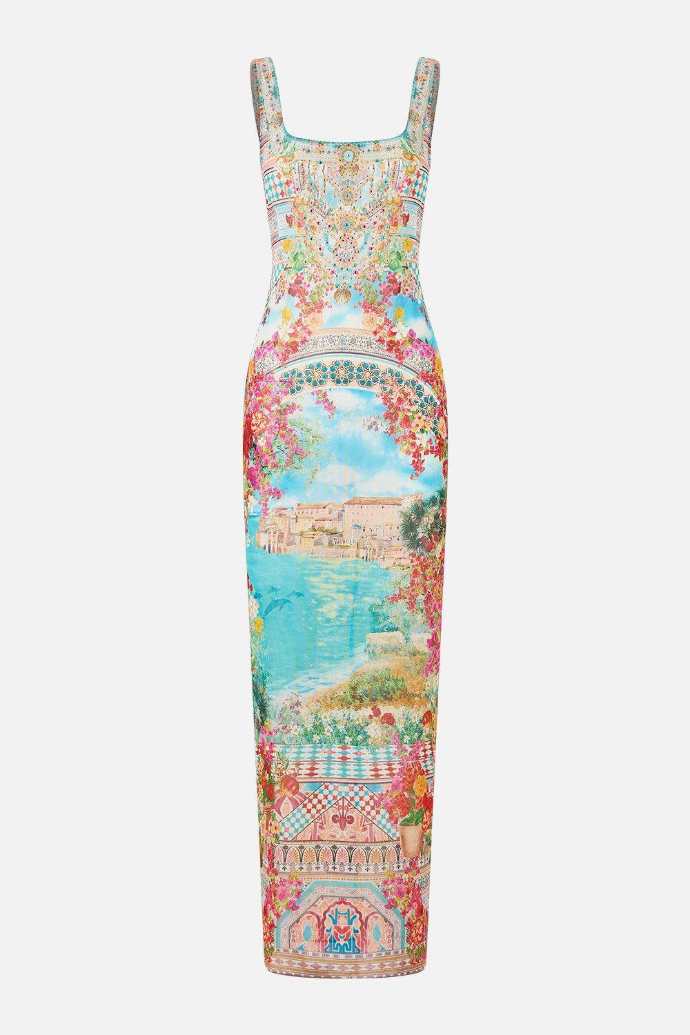 SQUARE NECK BEACH MAXI DRESS W LOW BACK MEET ME IN MALLORCA