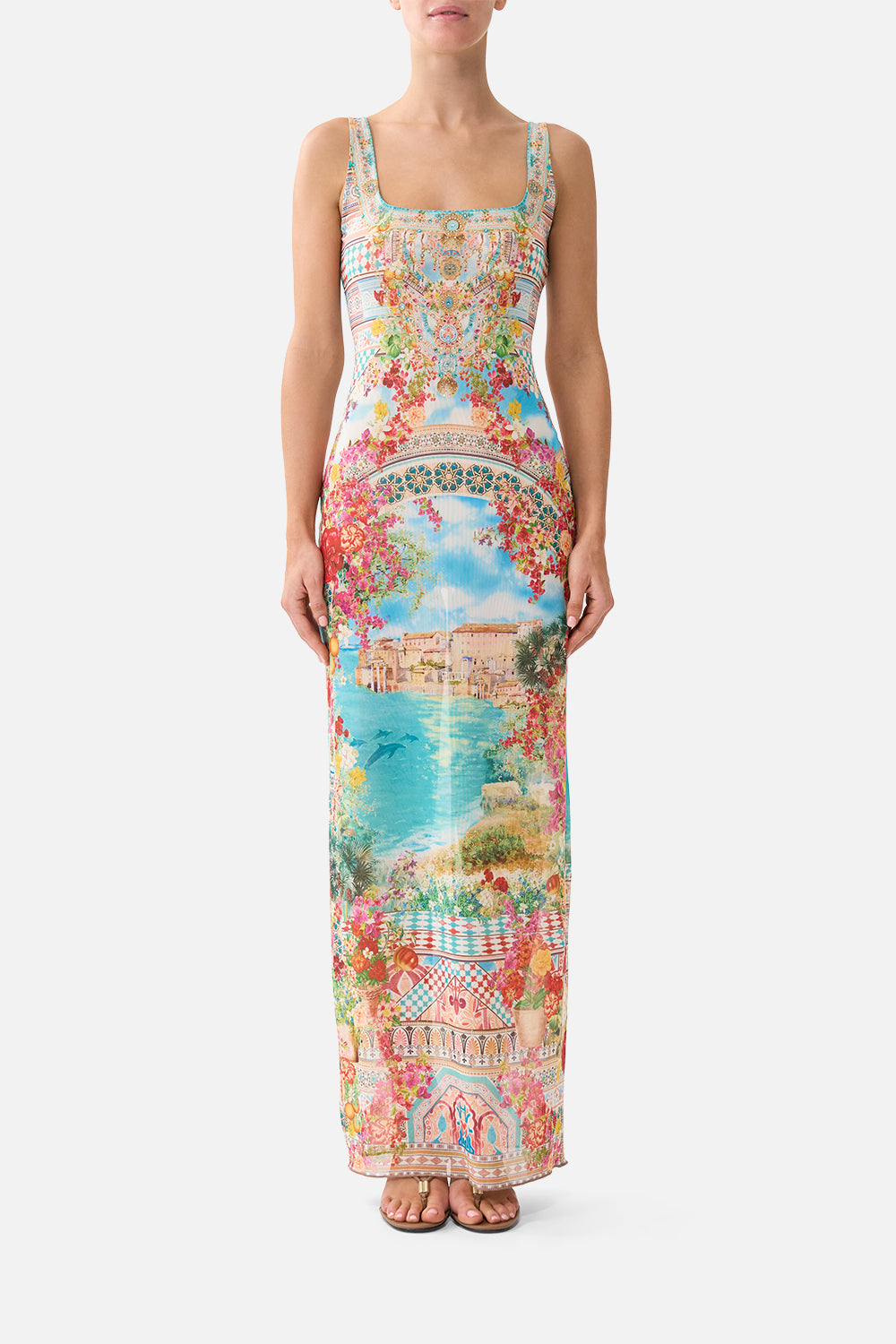 SQUARE NECK BEACH MAXI DRESS W LOW BACK MEET ME IN MALLORCA