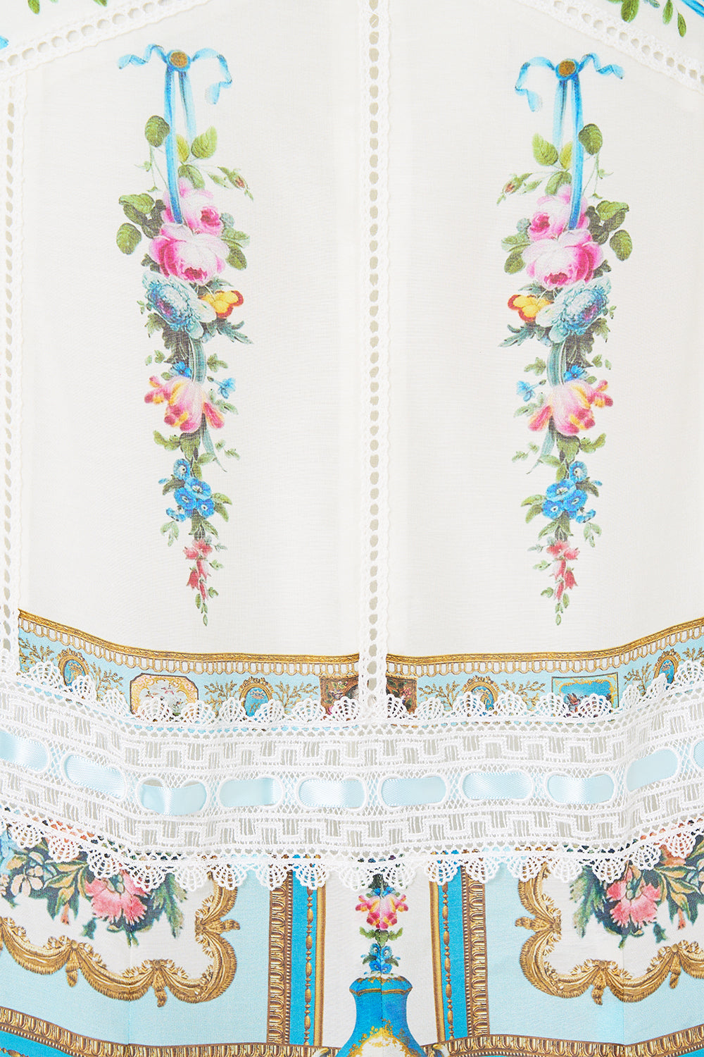 The CAMILLA KIDS V NECK MINI DRESS W LAYERED FRILL HEM MIDSUMMER MASTERPIECE in our MIDSUMMER MASTERPIECE print.