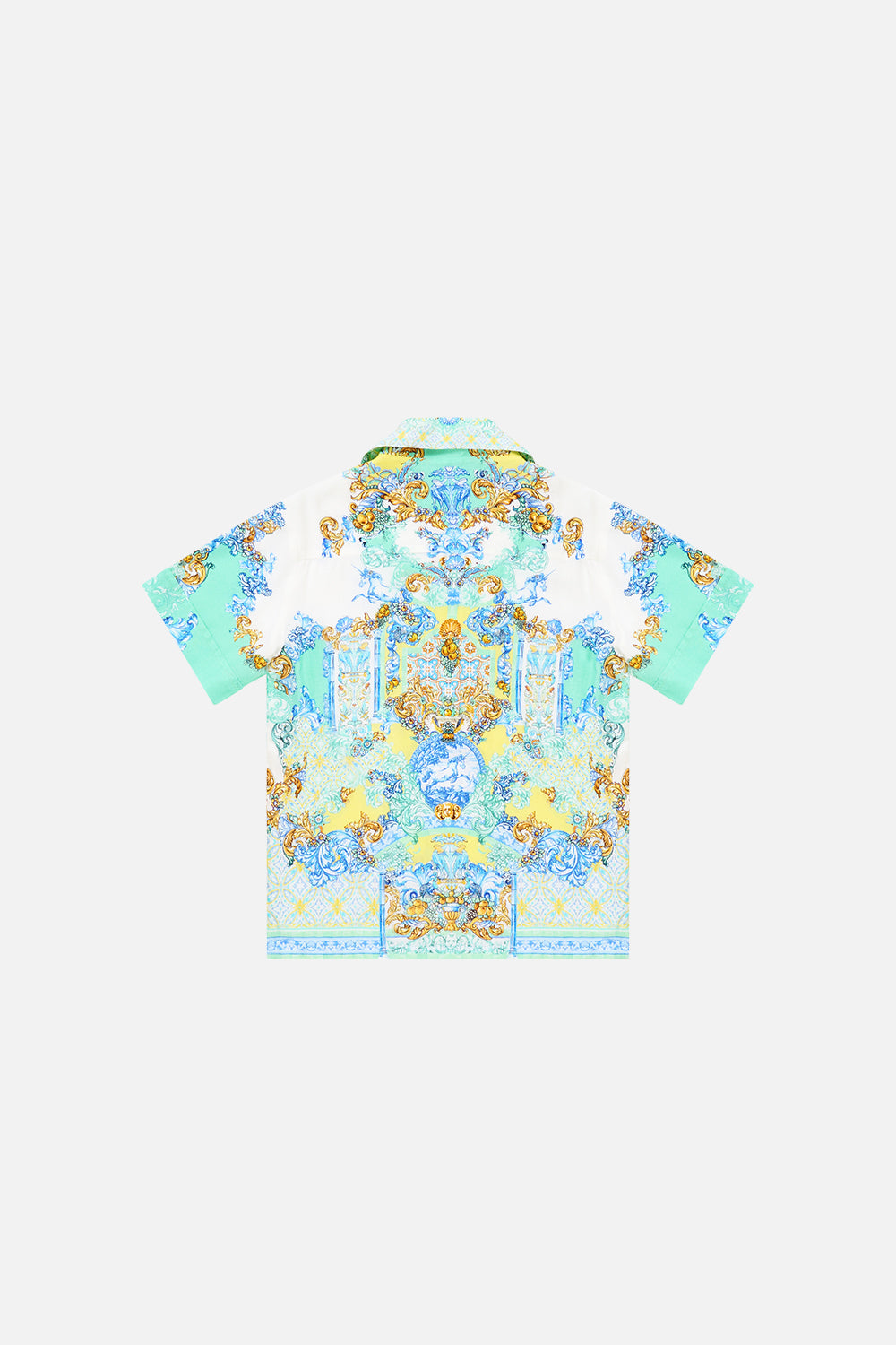 BOYS SHORT SLEEVE CAMP COLLARED SHIRT DIAL UP THE TILES