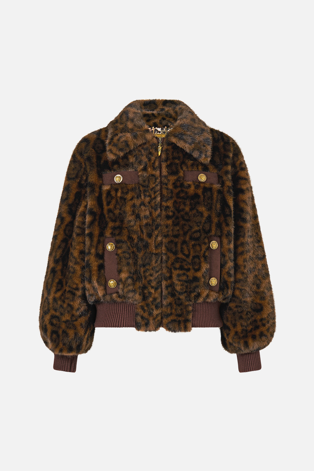 FAUX FUR BOMBER WITH POCKET DETAILS FIESTA, SIESTA, REPEAT