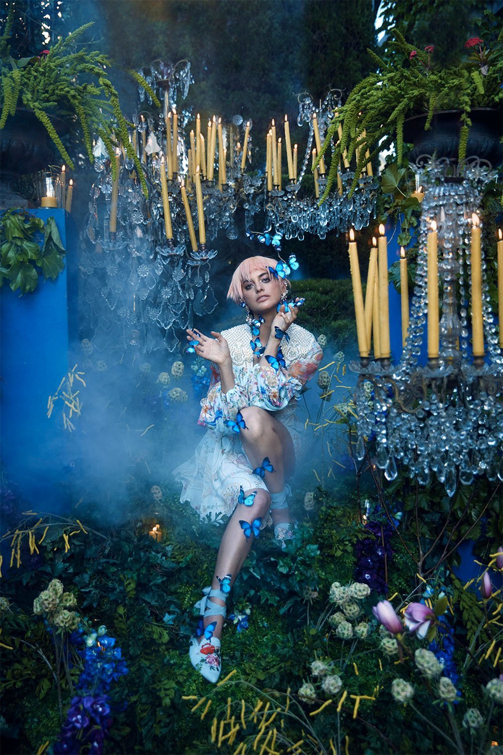 SHORT PEASANT DRESS VERSAILLES SKY