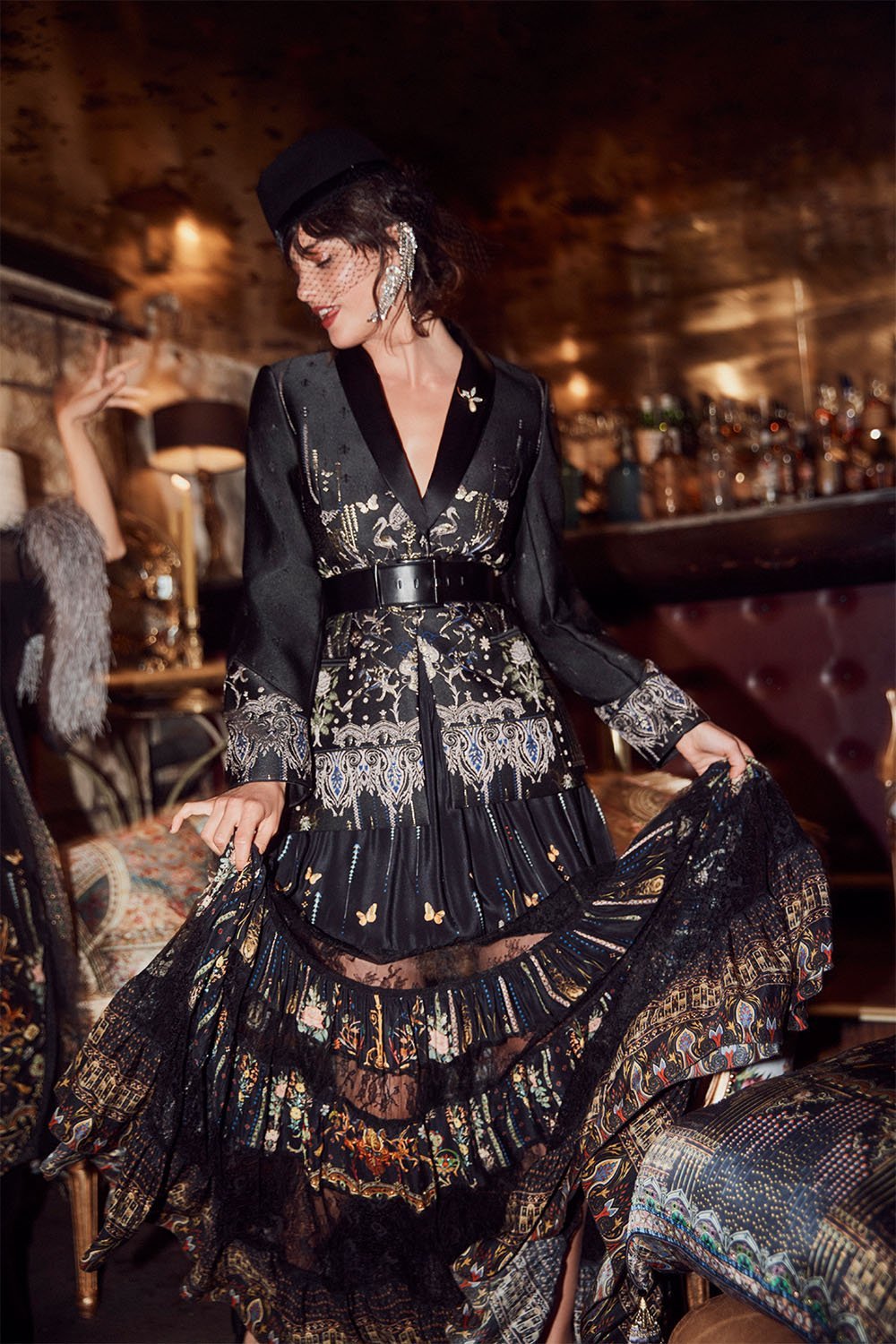 MAXI SKIRT WITH LACE INSERTS REBELLE REBELLE