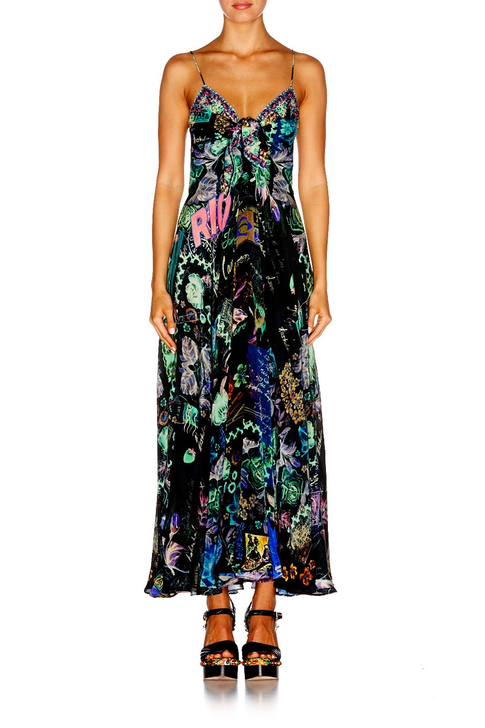 YOUVE GOT MAIL LONG DRESS WITH TIE FRONT