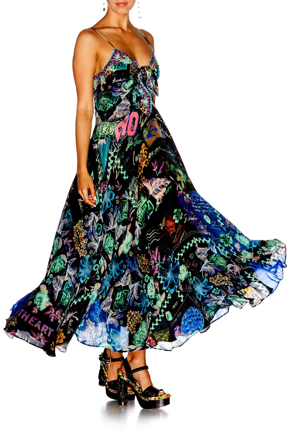 YOUVE GOT MAIL LONG DRESS WITH TIE FRONT