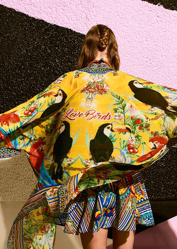 LOVE BIRDS LONG DRAPED ROBE