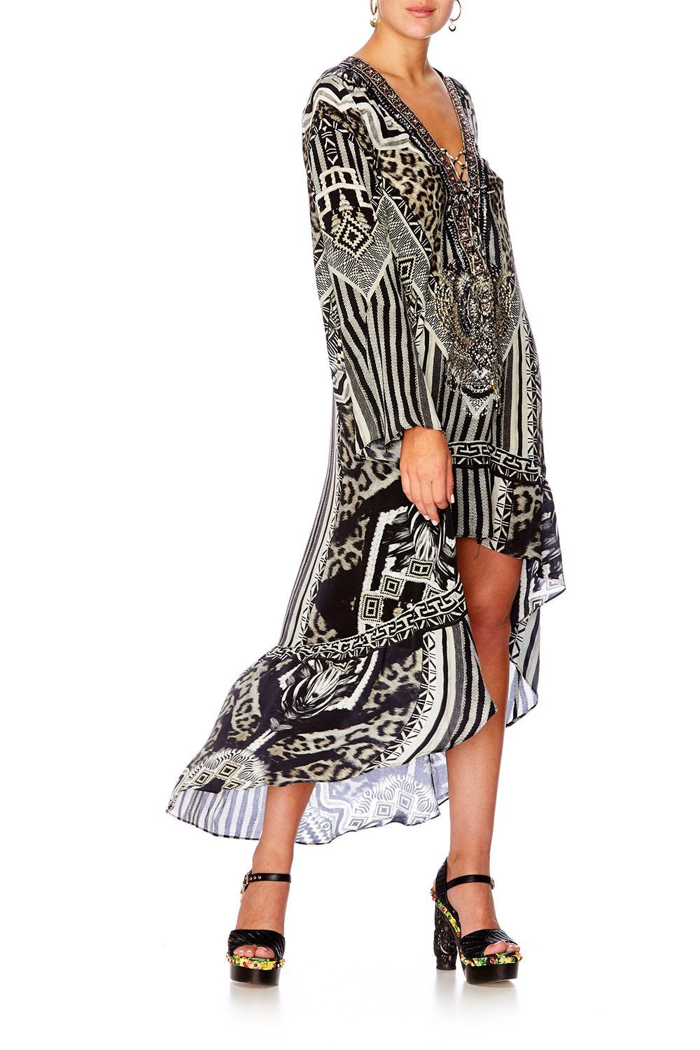 TRIBAL THEORY SHORT DRESS W HIGH LOW HEM