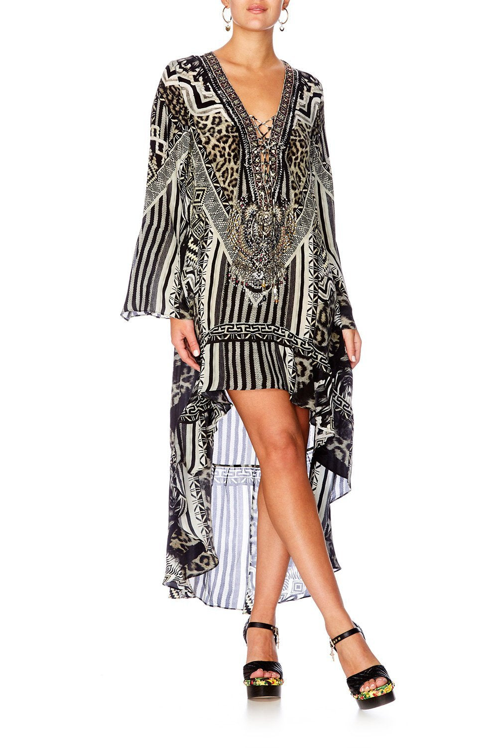 TRIBAL THEORY SHORT DRESS W HIGH LOW HEM