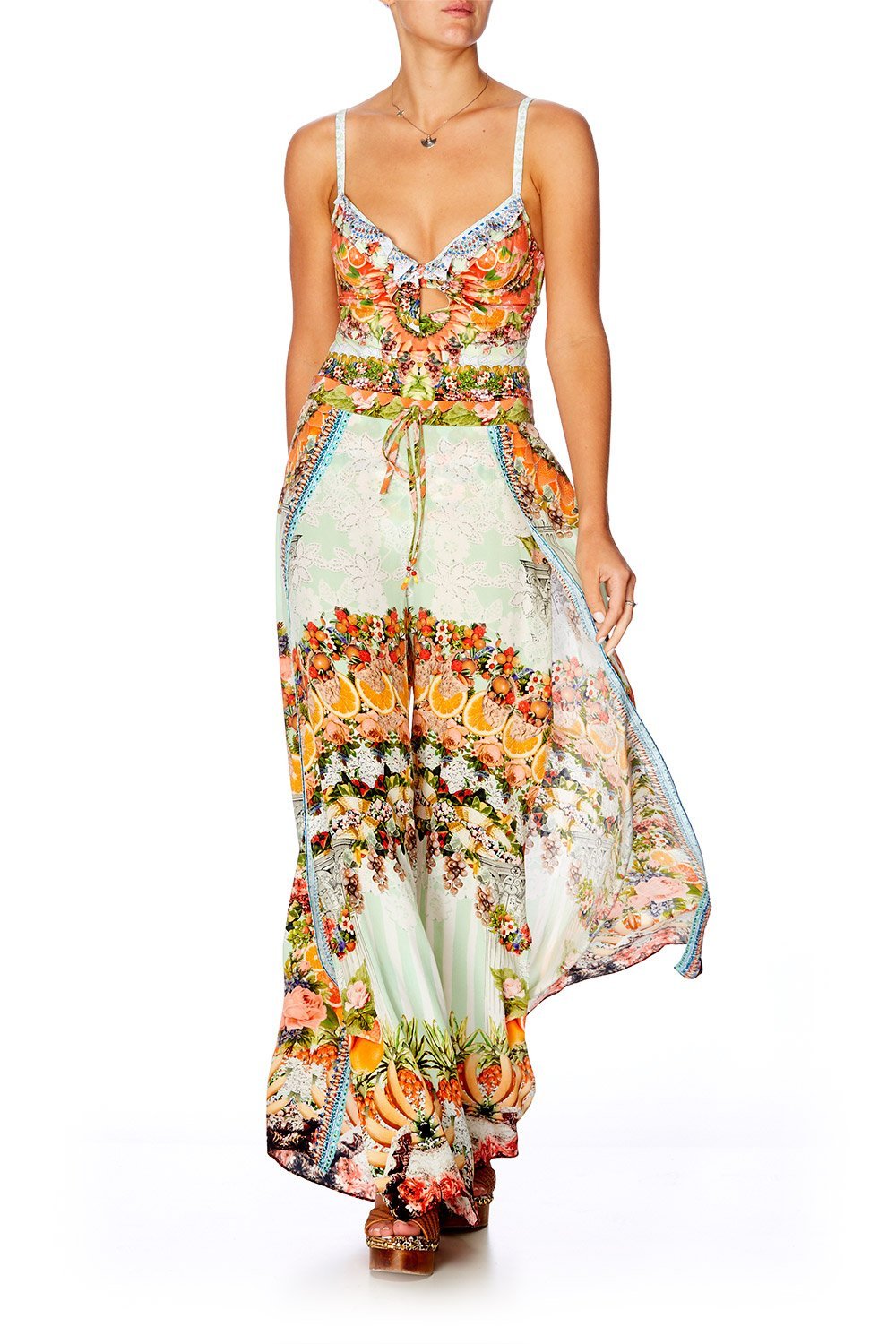 CAMILLA SLICE OF PARADISE SPLIT PANT W DRAWSTRING WAIST