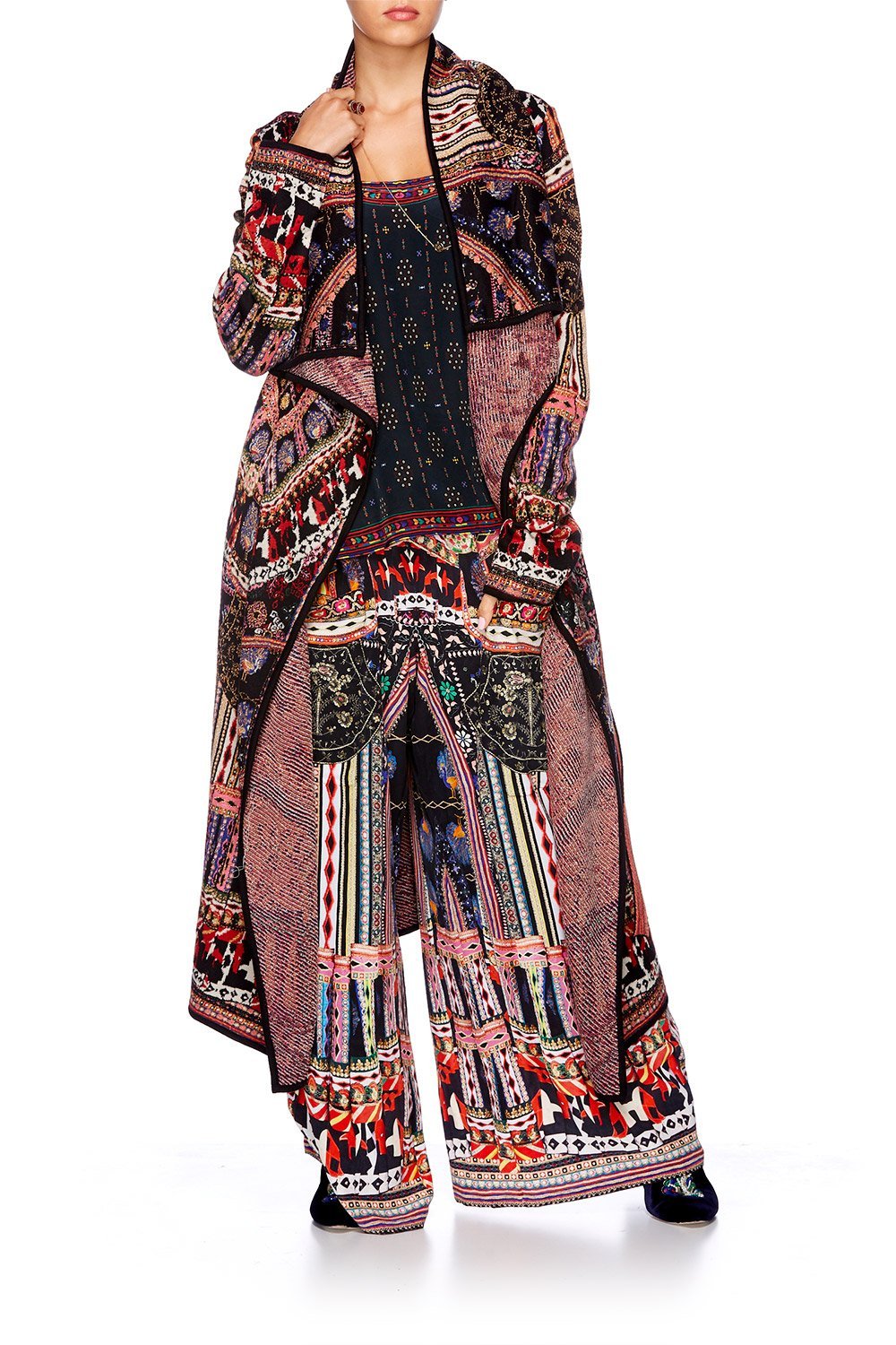 DANCING ON MY OWN LONG JAQUARD CARDIGAN W TIE