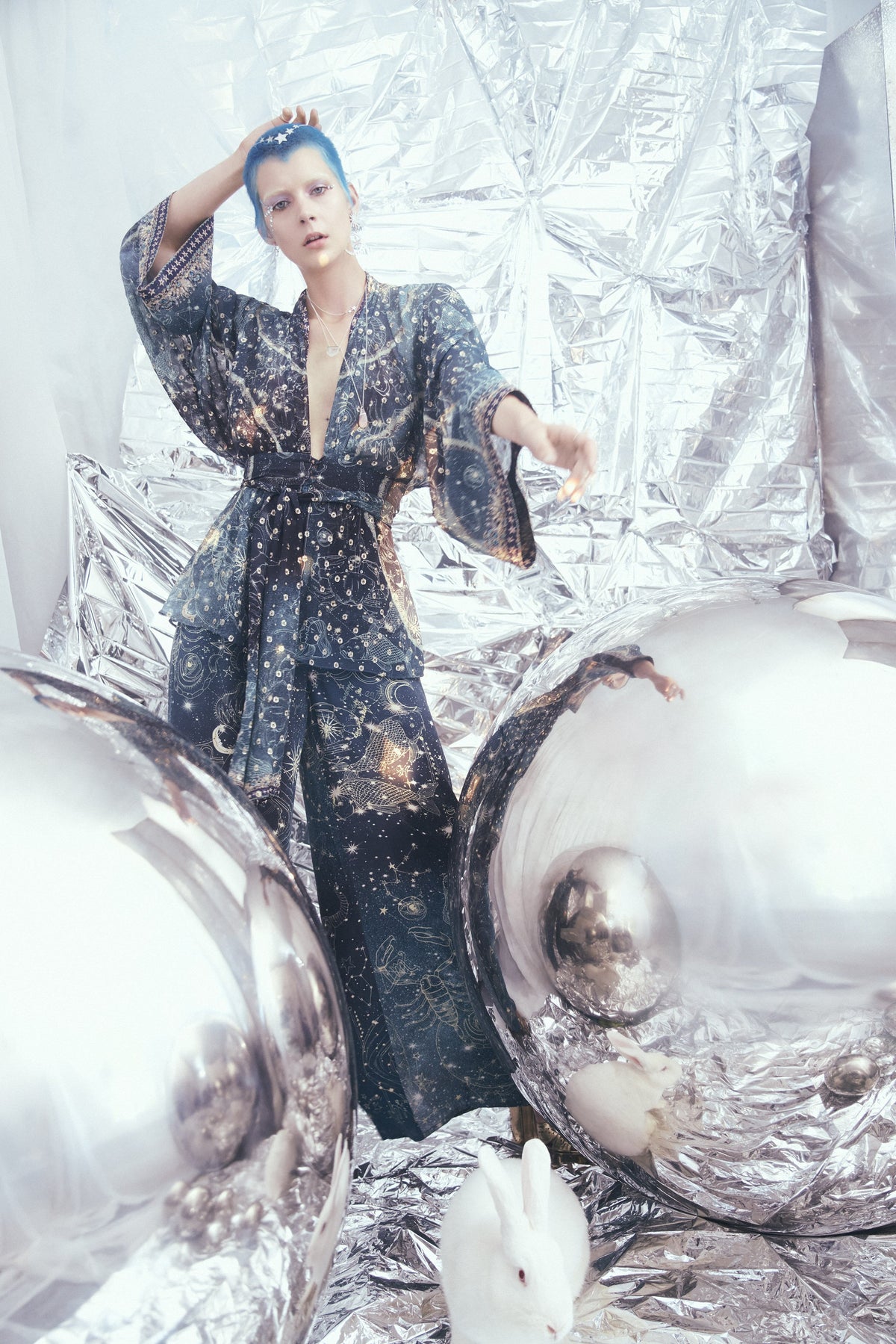 TIE FRONT WIDE SLEEVE BLOUSE WITH SHIRRED BACK INTO THE MYSTIQUE