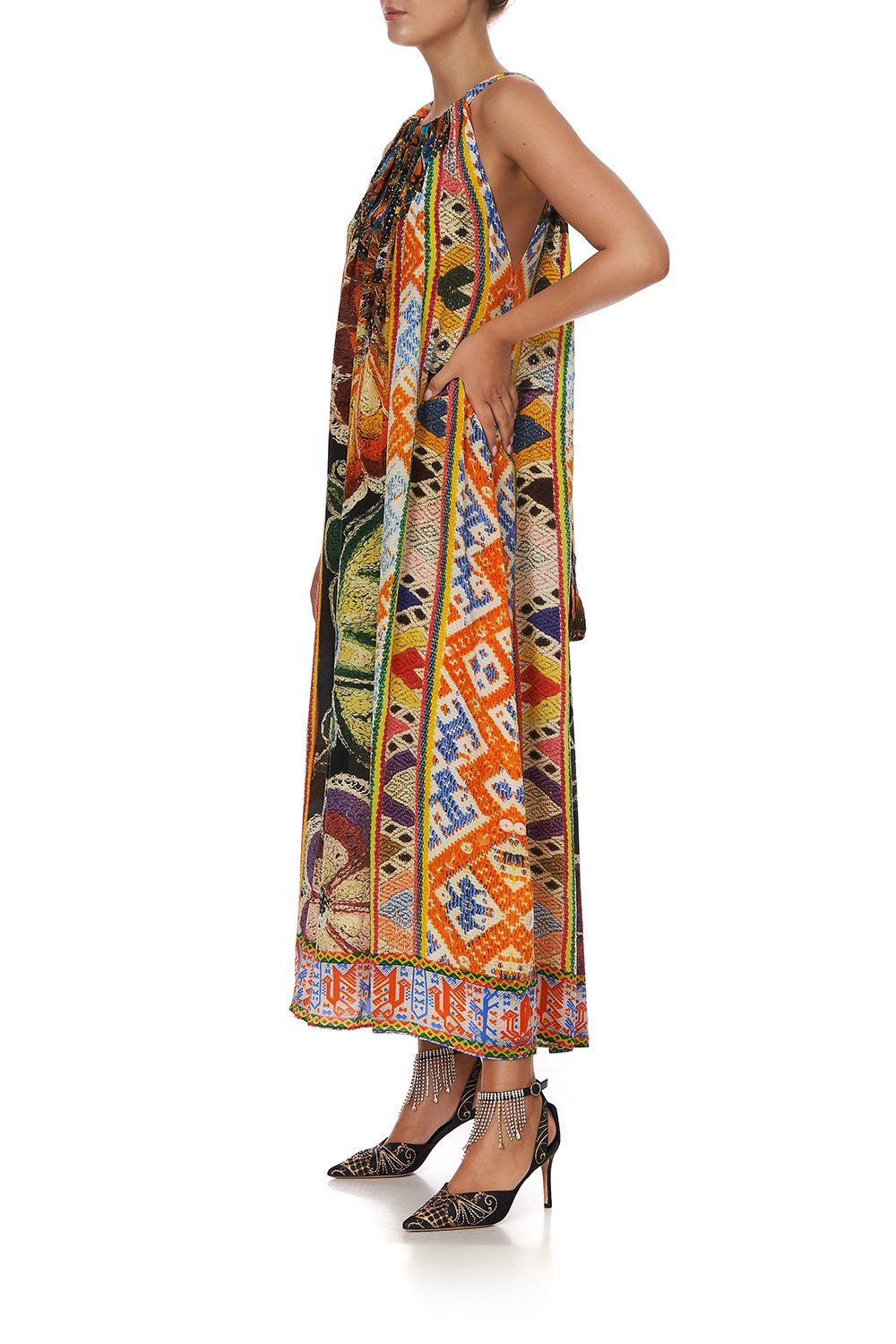 DRAWSTRING LONG DRESS WEAVING TIME