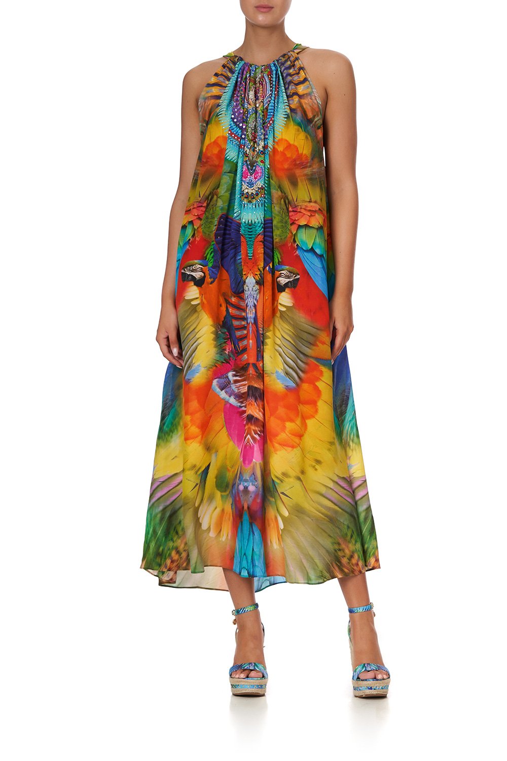 DRAWSTRING LONG DRESS SCARLET ASTERIA