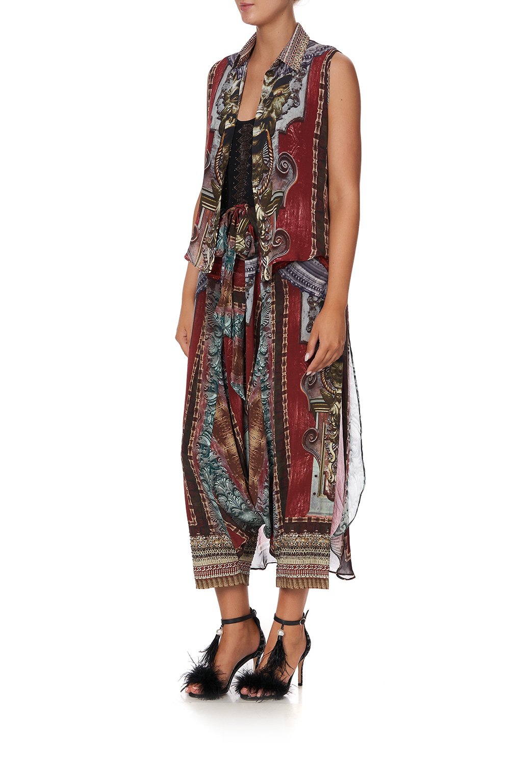 OVERLAY VEST WITH COLLAR MULTI