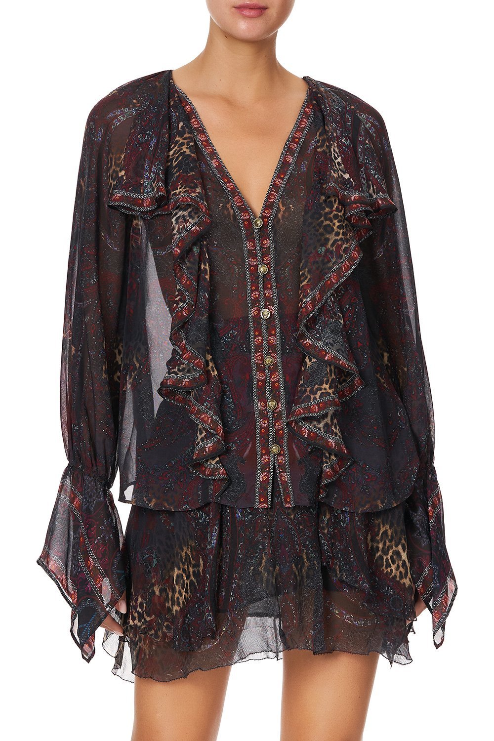 RUFFLE FRONT BLOUSE THE SMOKING LOUNGE