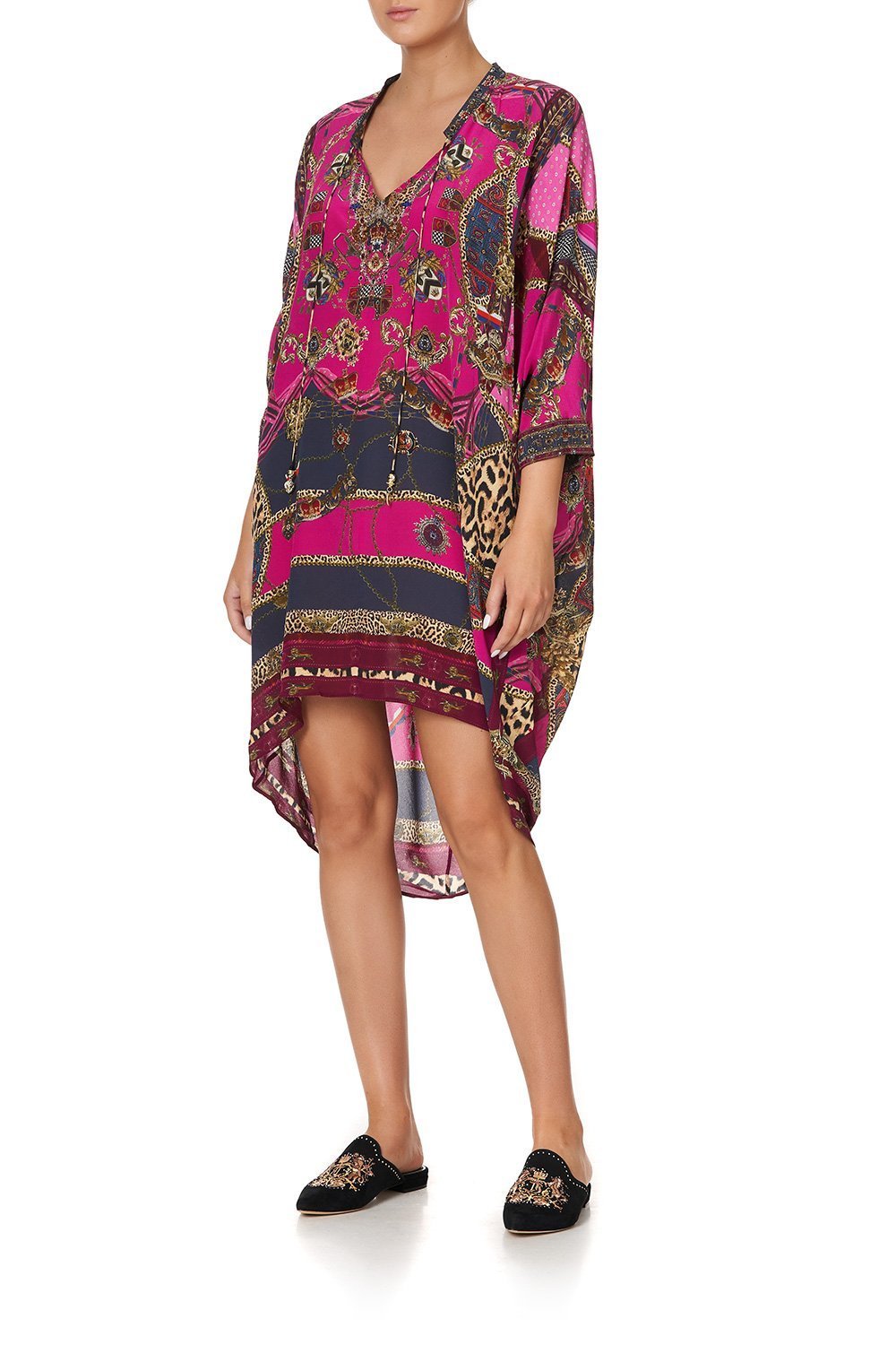 V-NECK DRESS WITH DRAPED BACK DINING HALL DARLING