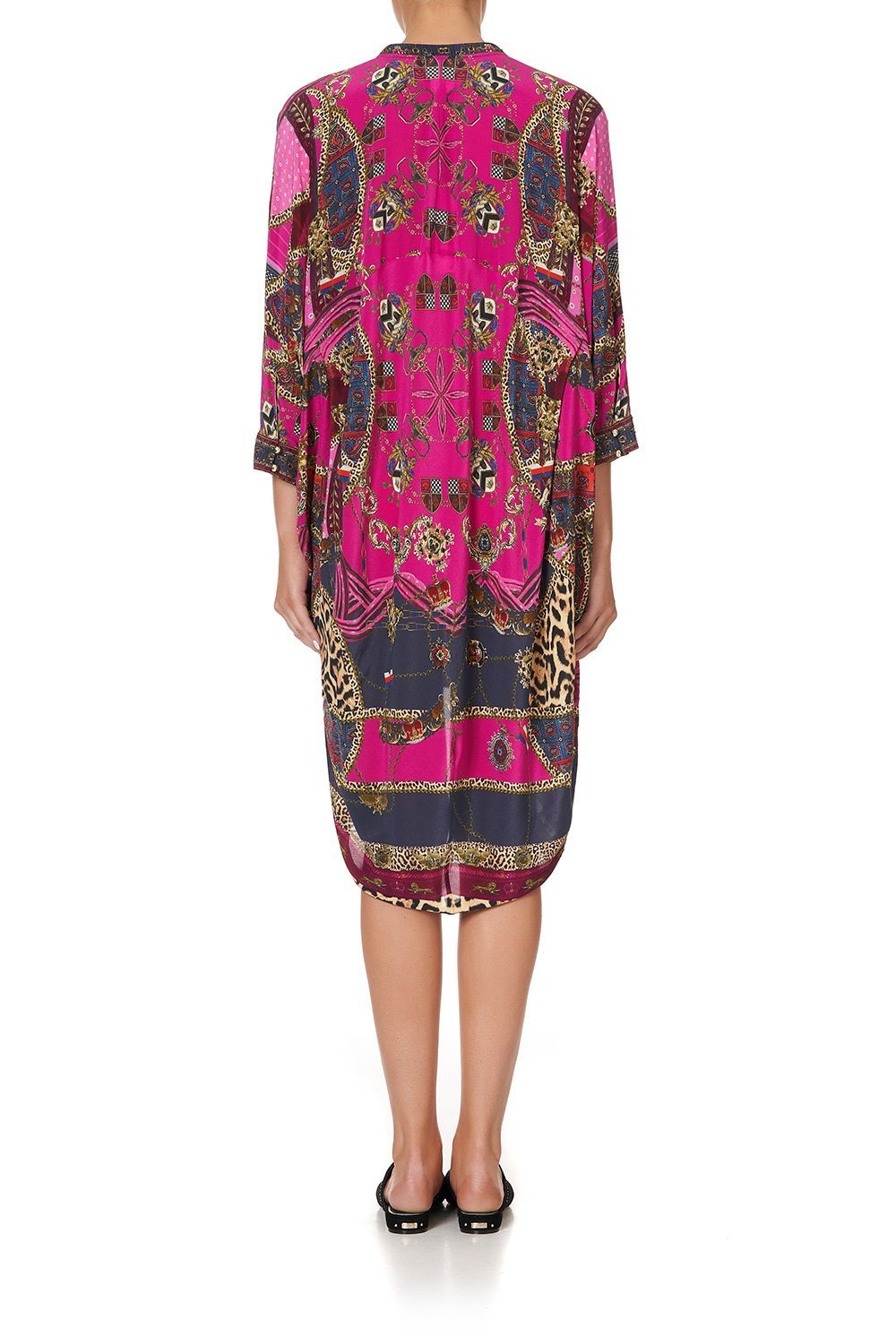 V-NECK DRESS WITH DRAPED BACK DINING HALL DARLING