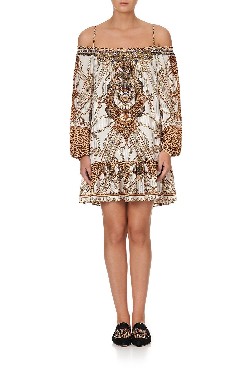 OFF SHOULDER DRESS WITH STRAPS MIND YOUR MANOR