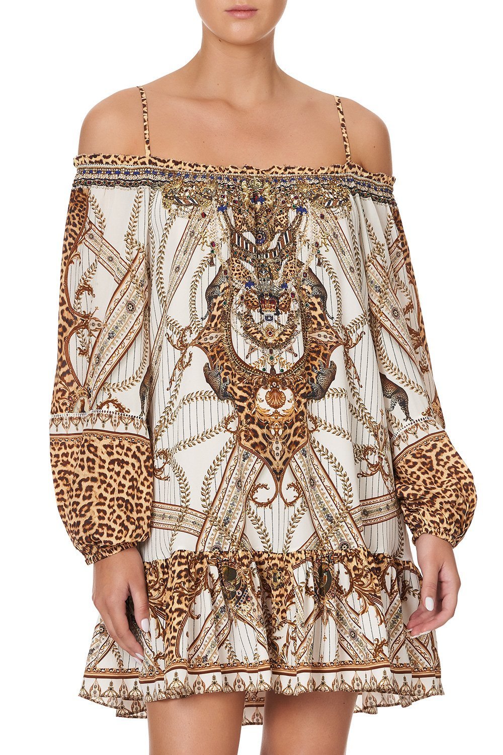 OFF SHOULDER DRESS WITH STRAPS MIND YOUR MANOR