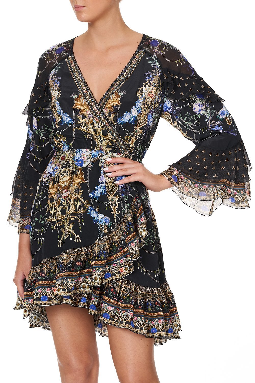 SHORT WRAP DRESS WITH RUFFLES PALACE PLAYHOUSE