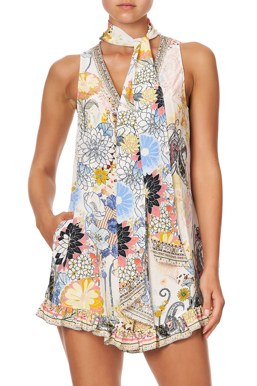 RUFFLE HEM PLAYSUIT BRITAIN BOUQUET