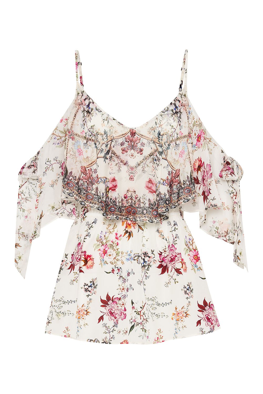 RUFFLE TOP WITH TIE SLEEVE LONDON LOOMS