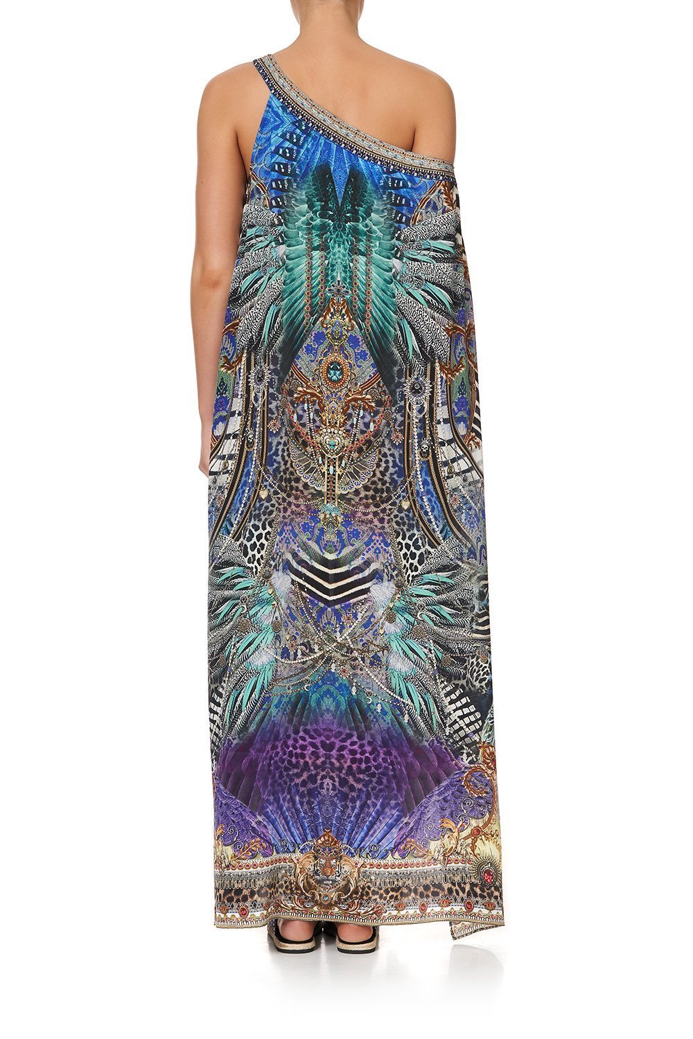 ONE SHOULDER KAFTAN WITH NECKBAND ANIMAL ARMY