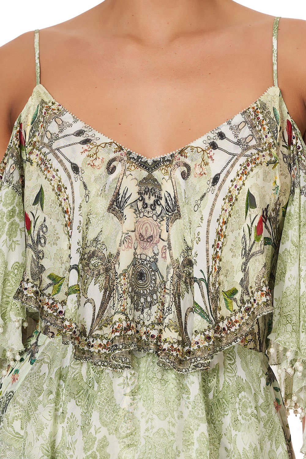 RUFFLE DRESS WITH TIE SLEEVE BRICK LANE BEEUTY