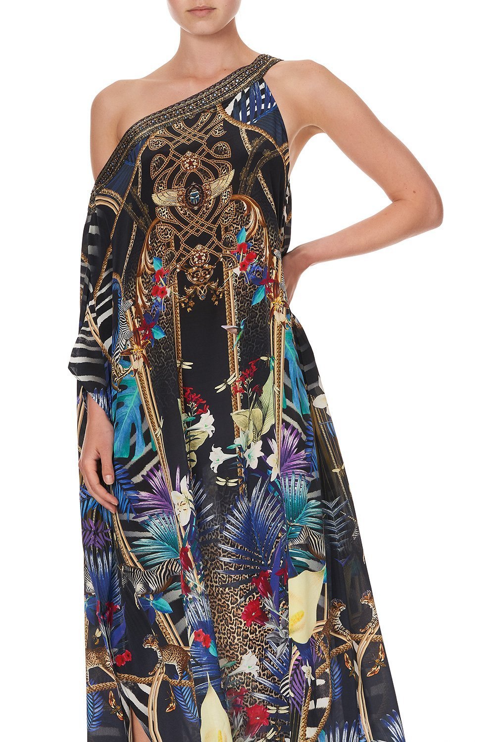 ONE SHOULDER KAFTAN WITH NECKBAND RAINBOW ROOM