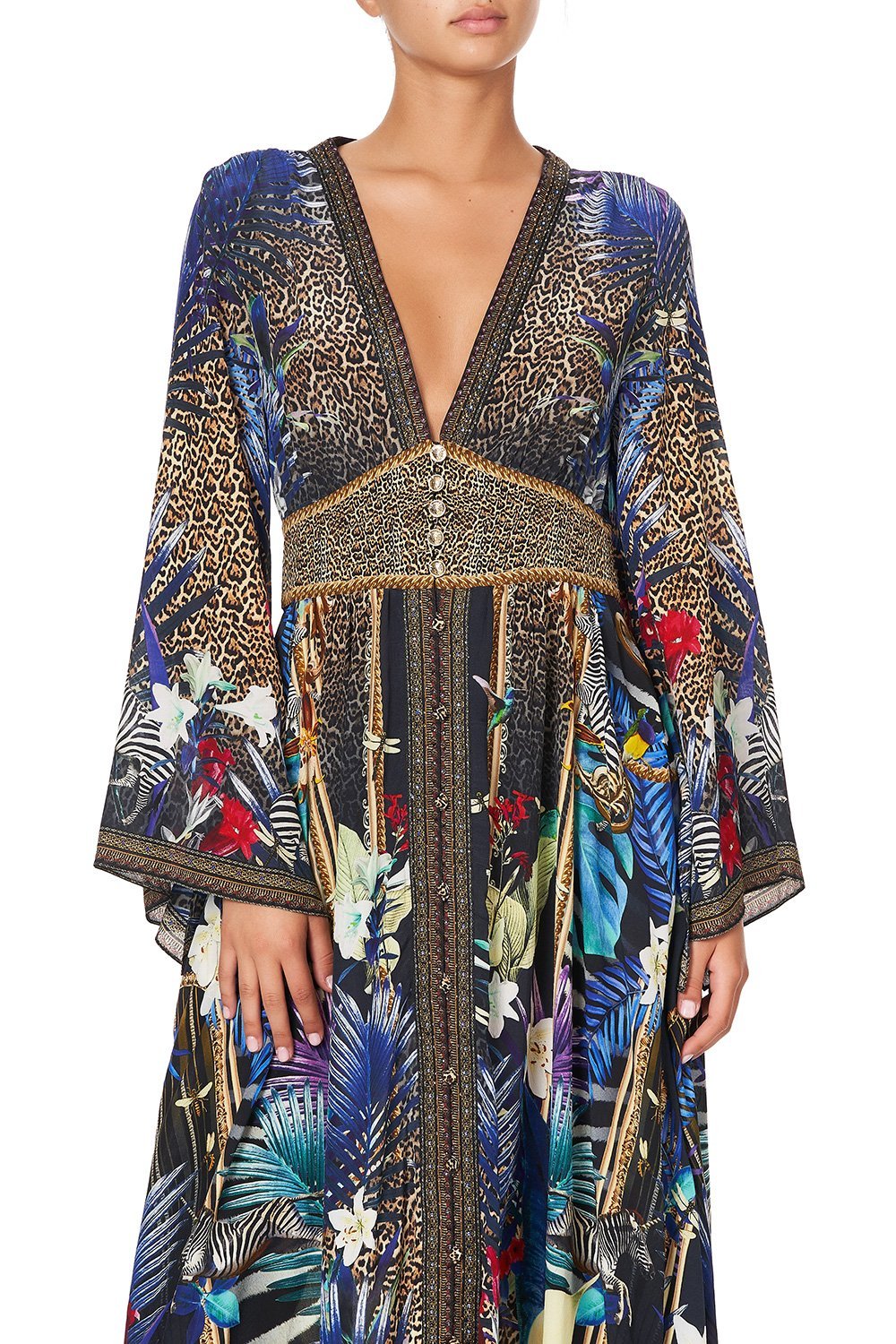 KIMONO SLEEVE DRESS WITH SHIRRING DETAIL RAINBOW ROOM