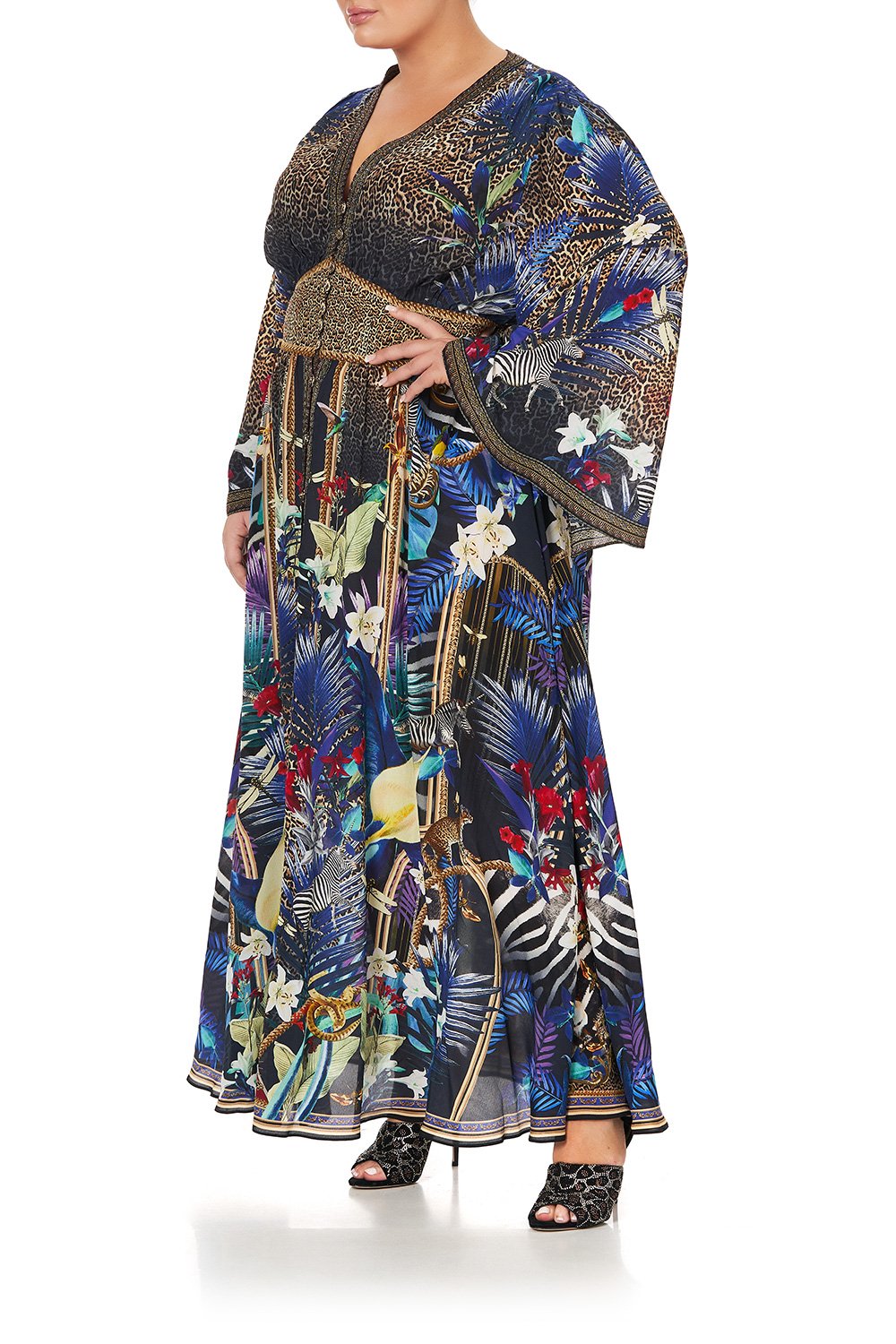 KIMONO SLEEVE DRESS WITH SHIRRING DETAIL RAINBOW ROOM