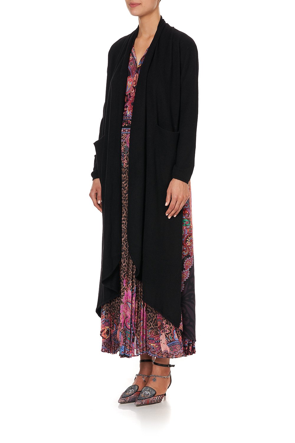 KNITTED CASUAL JACKET WITH SILK BACK SWINGING SIXTIES