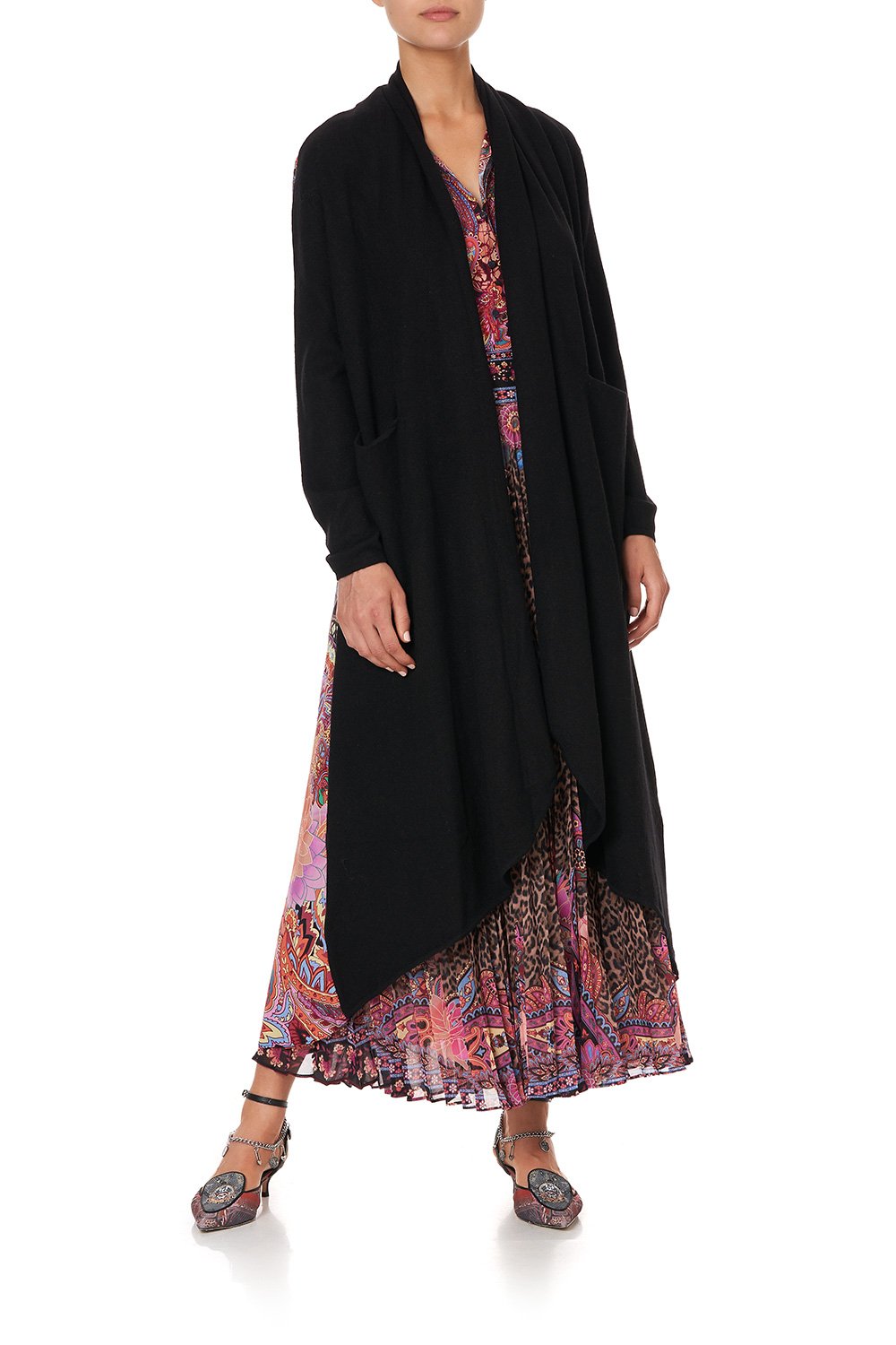 KNITTED CASUAL JACKET WITH SILK BACK SWINGING SIXTIES