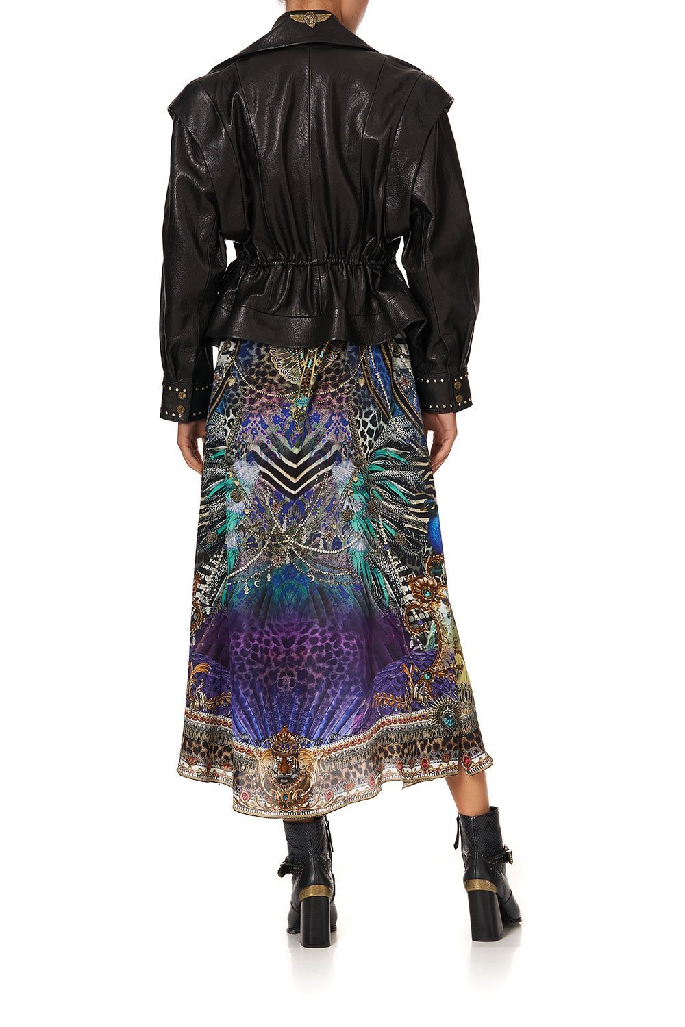 HIGH NECK DRESS WITH BACK NECK TIE ANIMAL ARMY