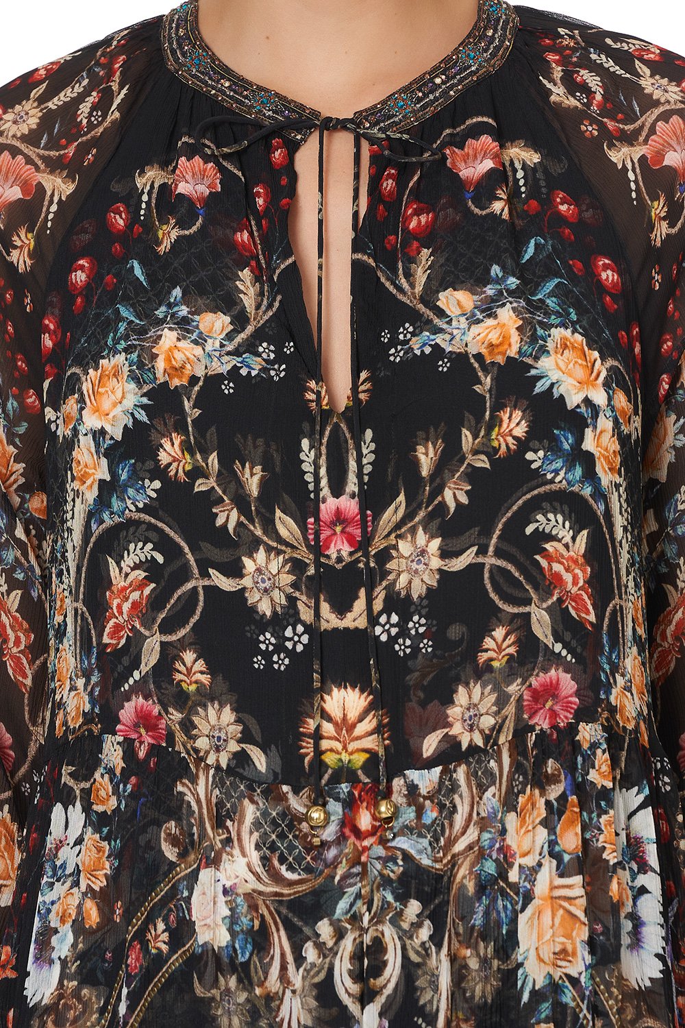 LONG GATHERED PANEL DRESS BLUSHING MANOR