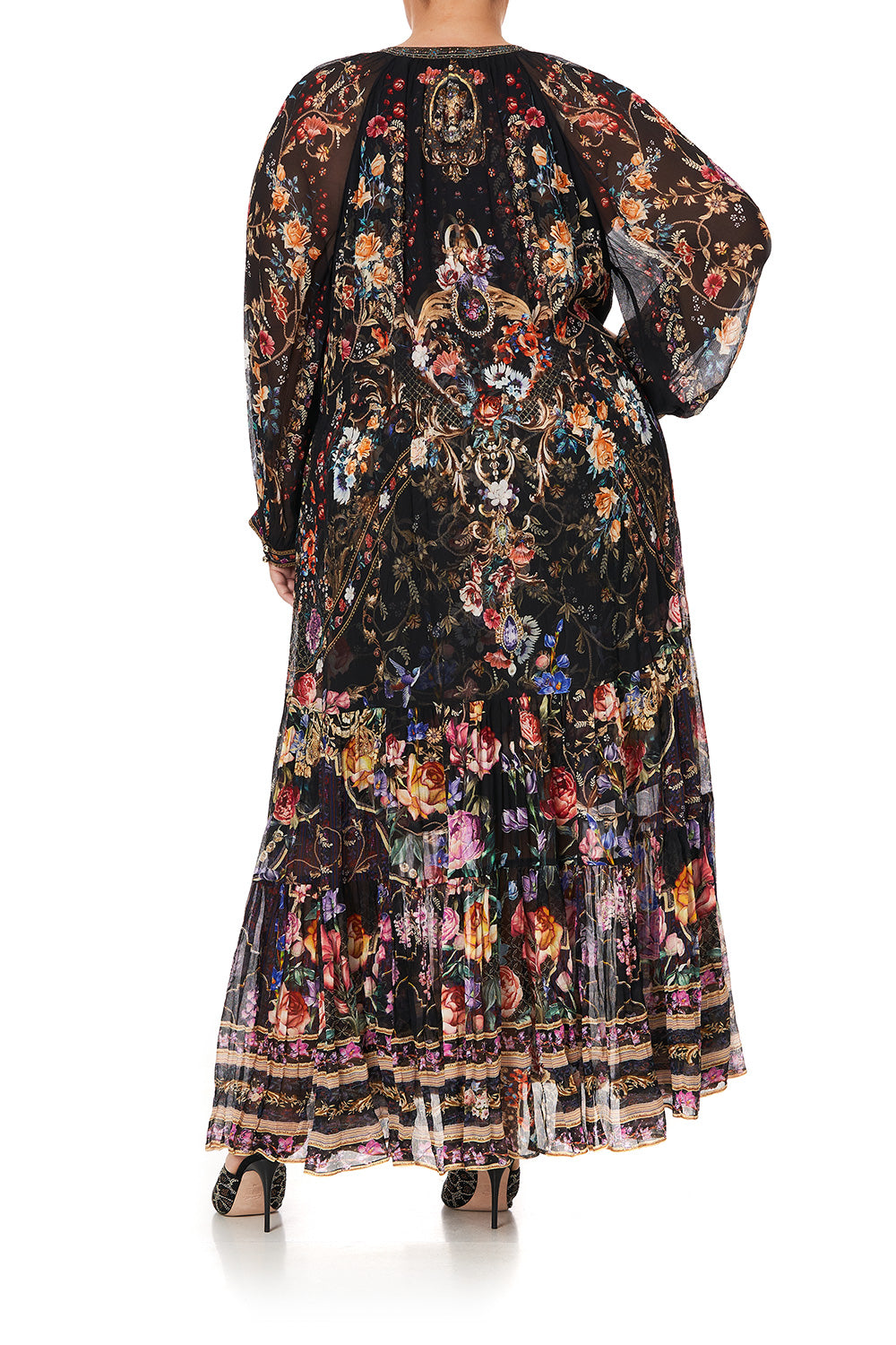 LONG GATHERED PANEL DRESS BLUSHING MANOR