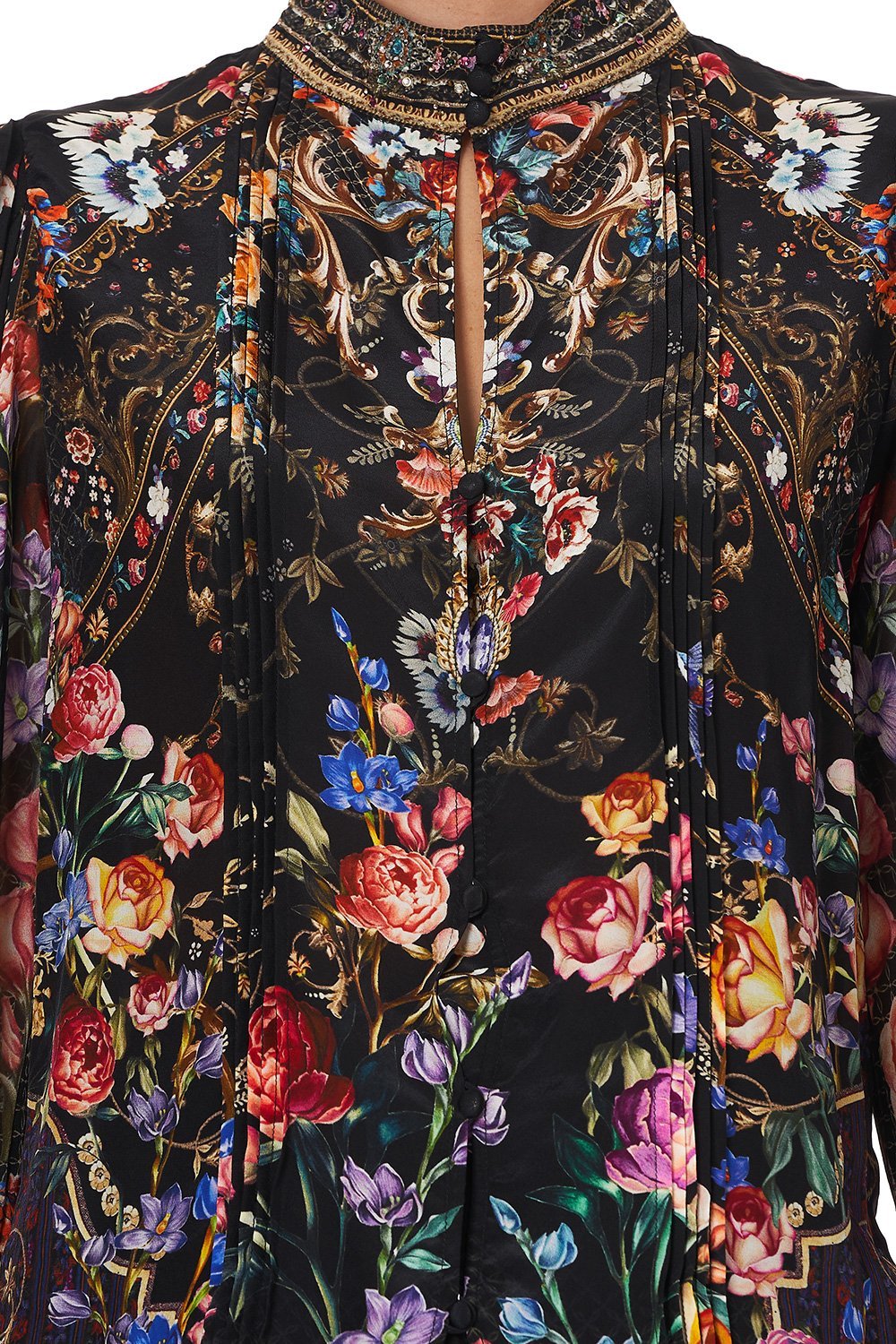 PINTUCK BLOUSE WITH DRAPED SLEEVE BLUSHING MANOR