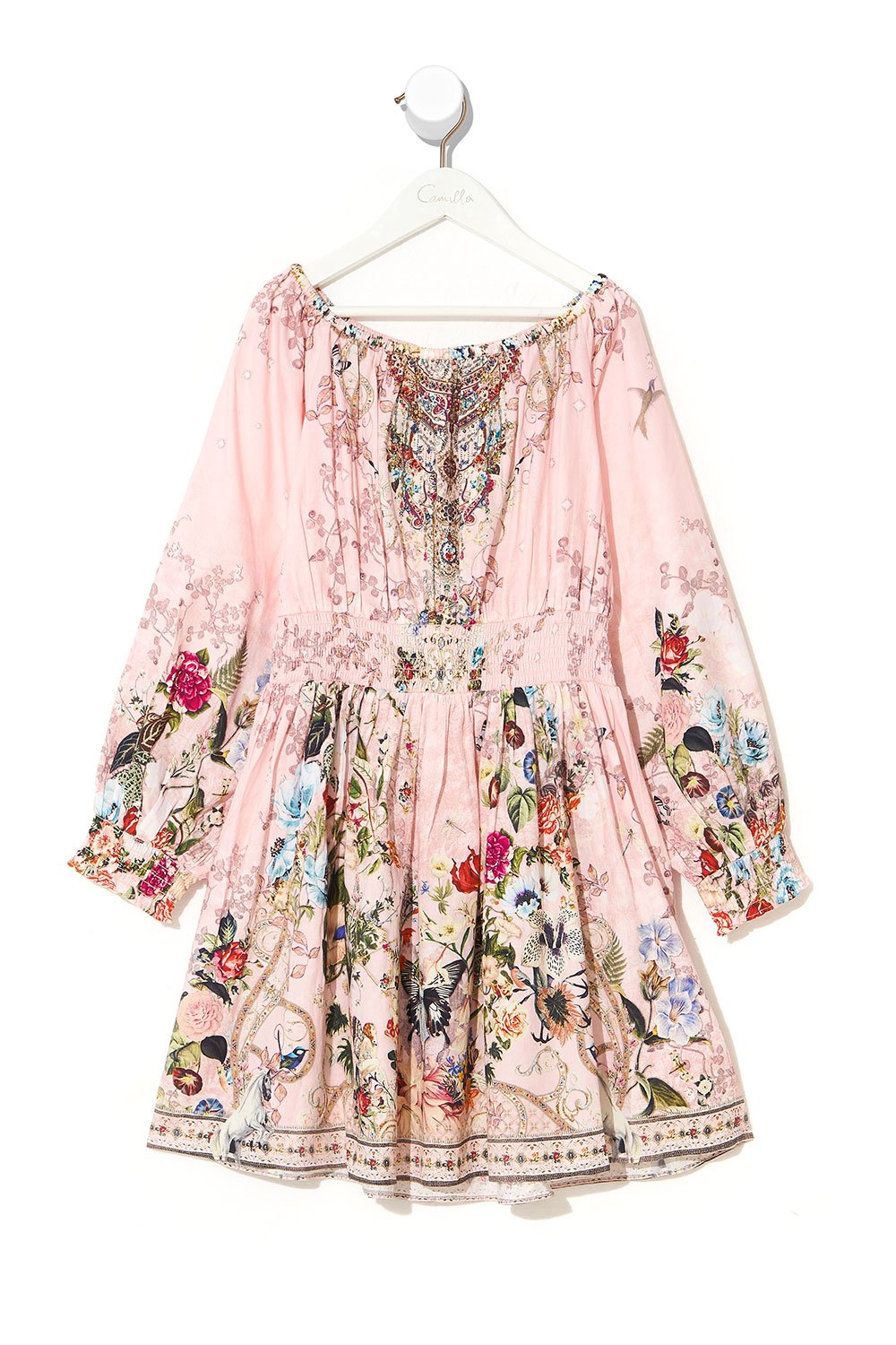 KIDS SHIRRED WAIST DRESS 4-10 YOUNG HEARTS