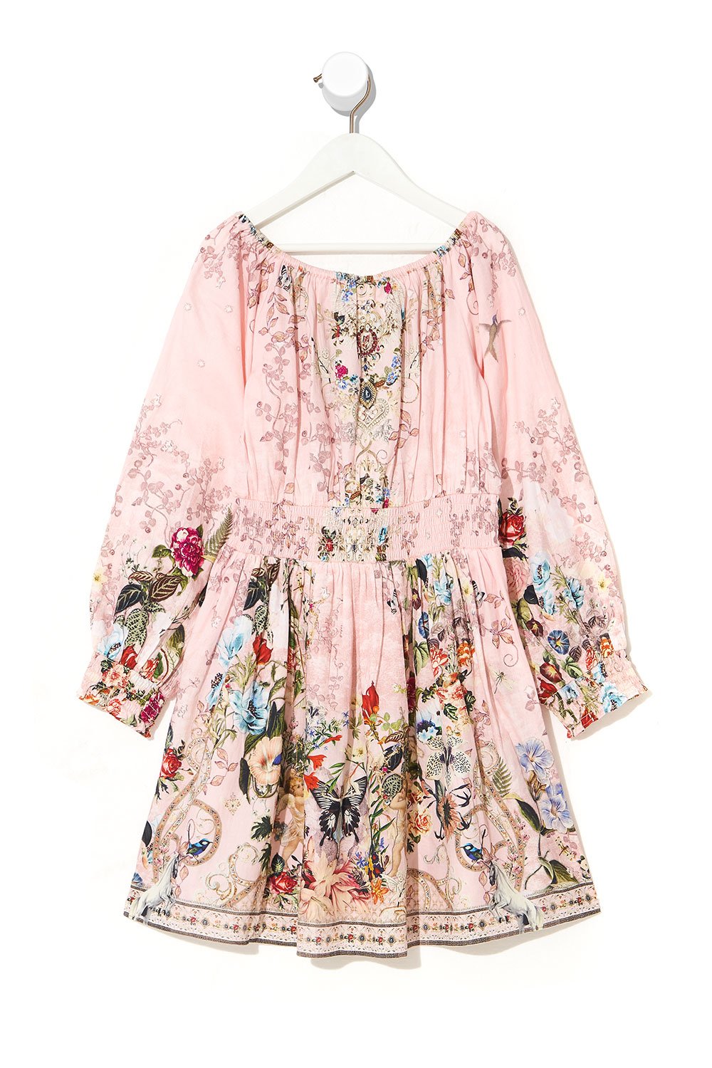 KIDS SHIRRED WAIST DRESS 4-10 YOUNG HEARTS