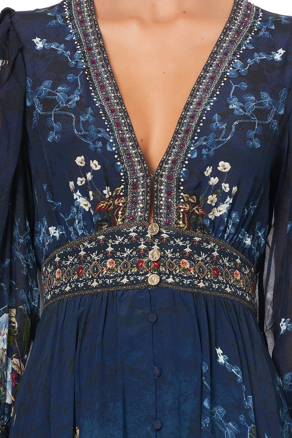 LONG BUTTON FRONT DRESS DREAMS OF MIDSUMMER