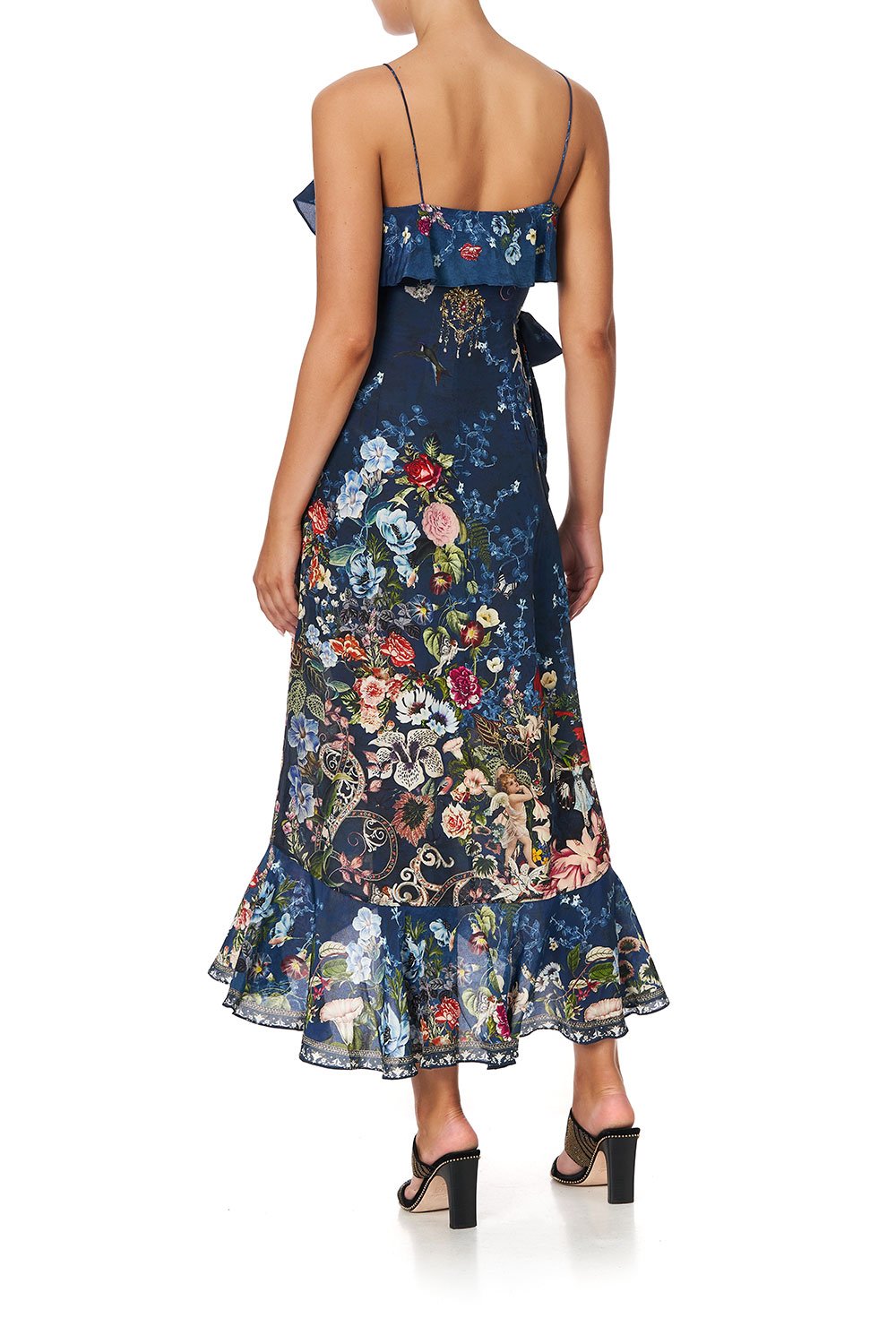 LONG WRAP DRESS WITH FRILL DREAMS OF MIDSUMMER